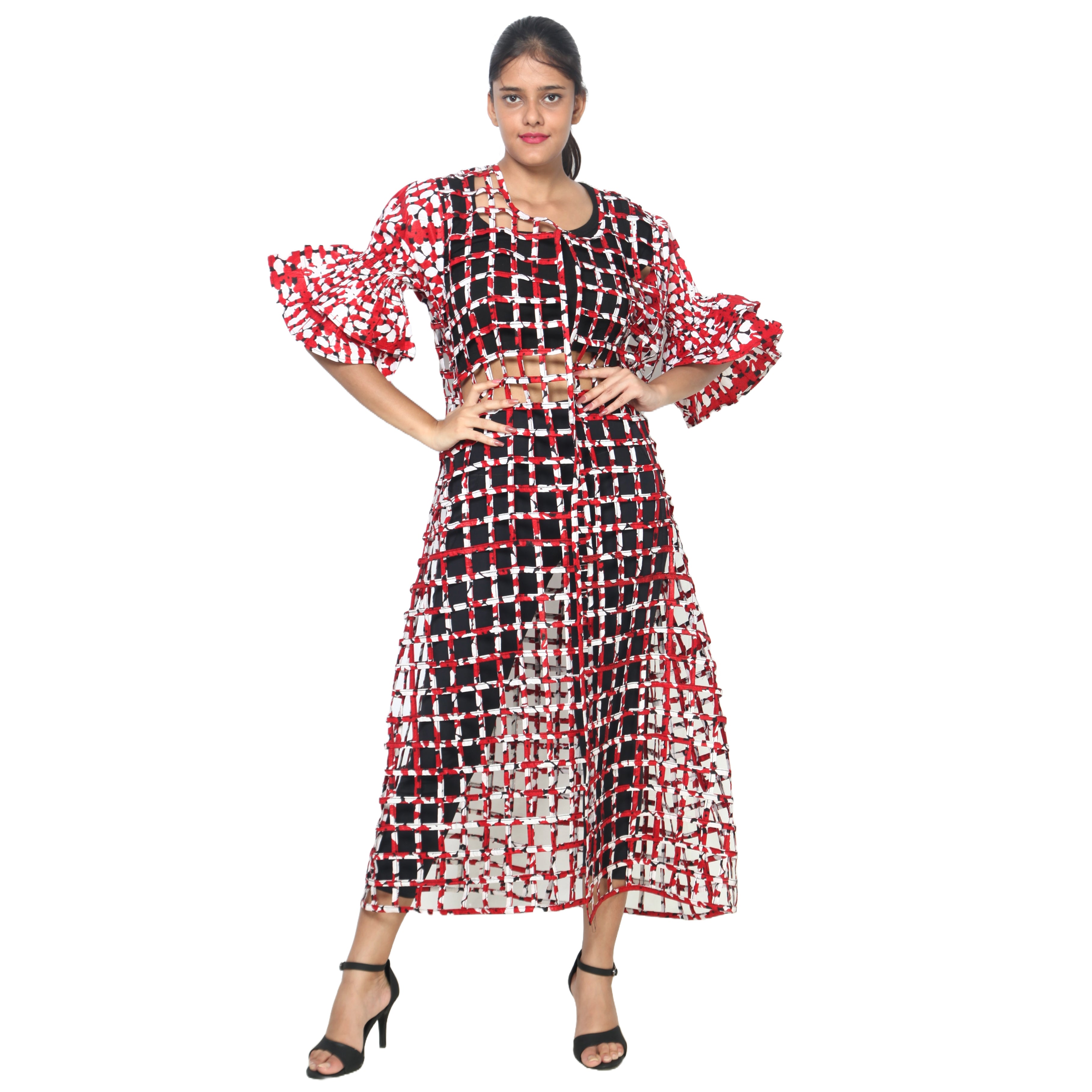 Women’s Cage Style Jacket with Print Sleeves FI-ST130