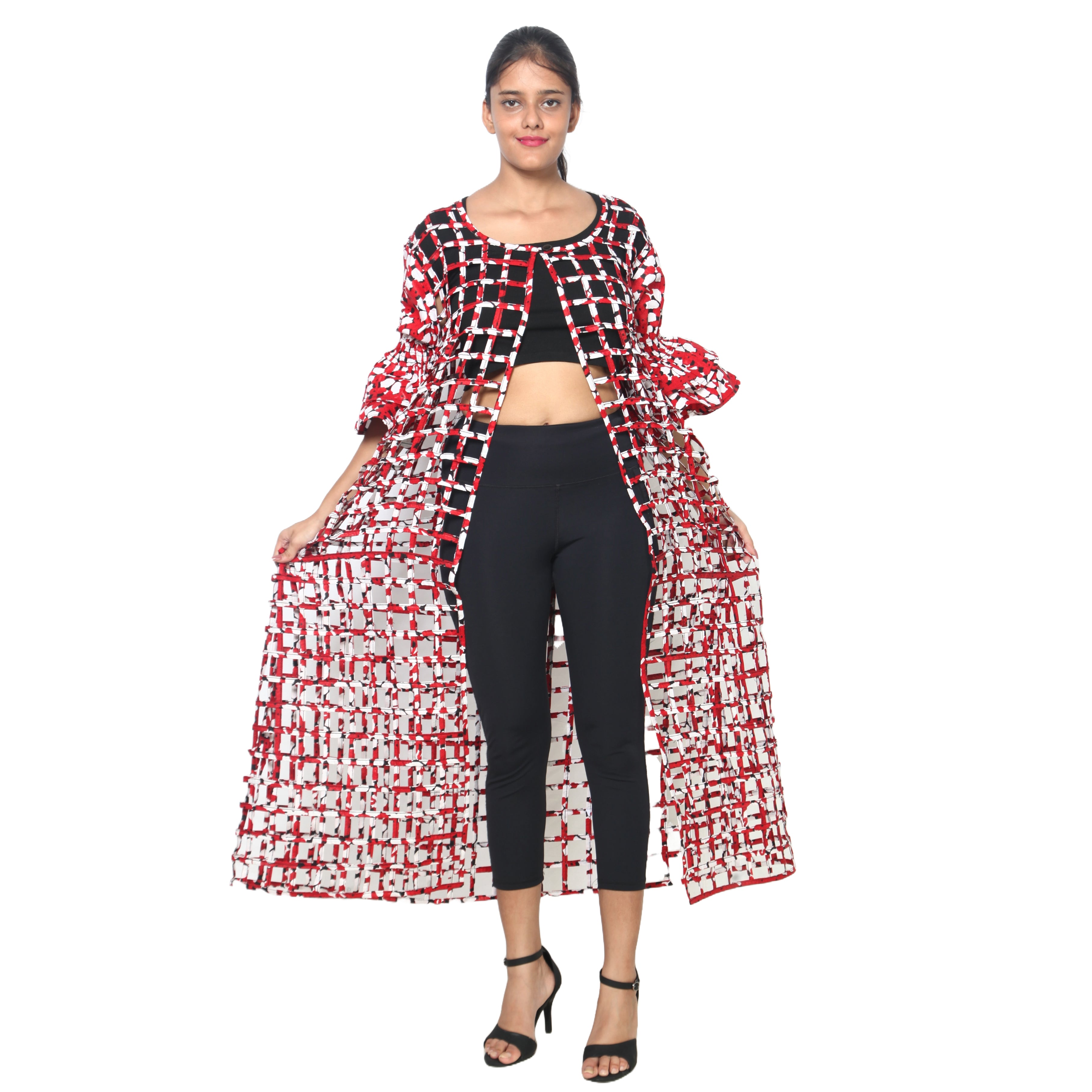Women’s Cage Style Jacket with Print Sleeves FI-ST130