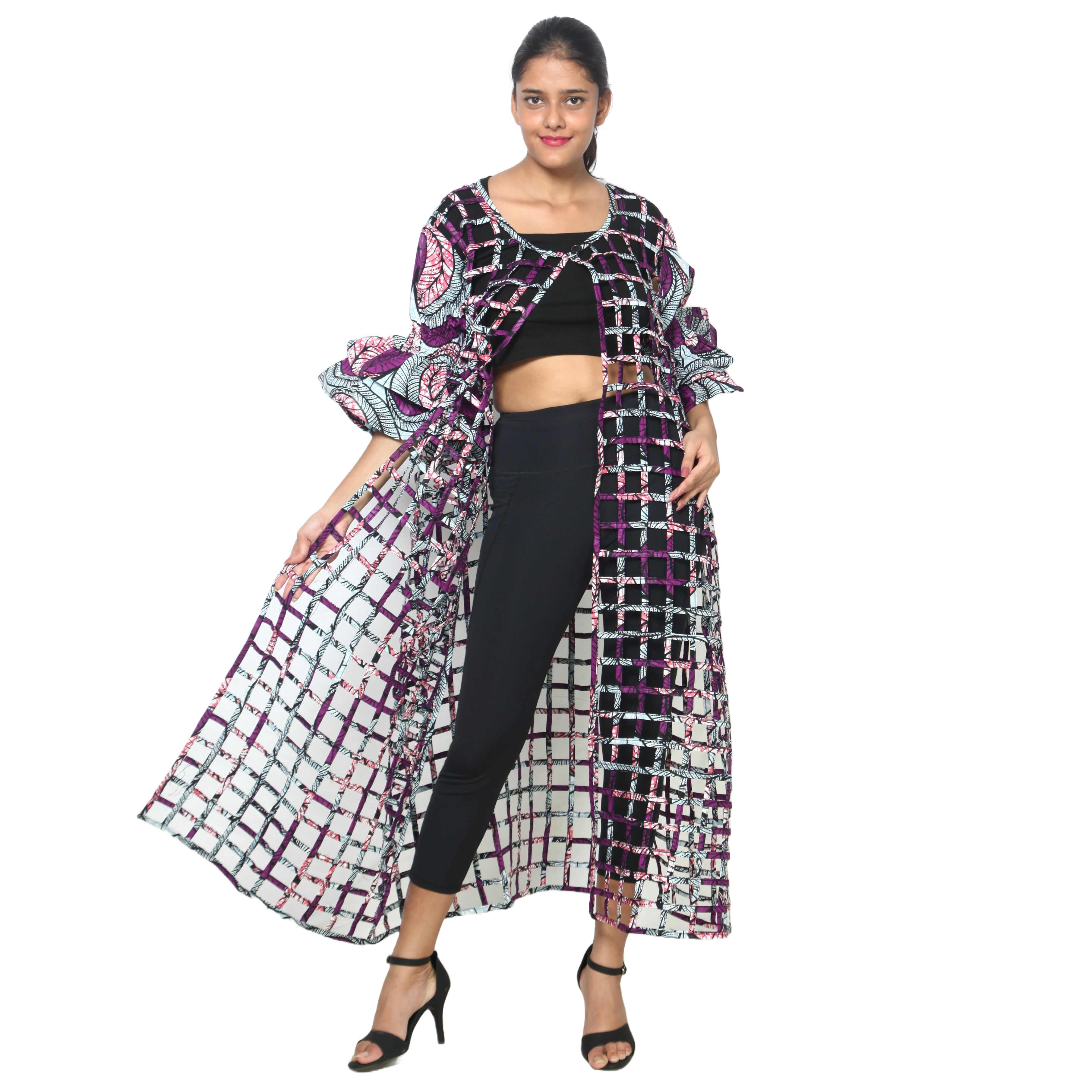 Women’s Cage Style Jacket with Print Sleeves FI-ST130