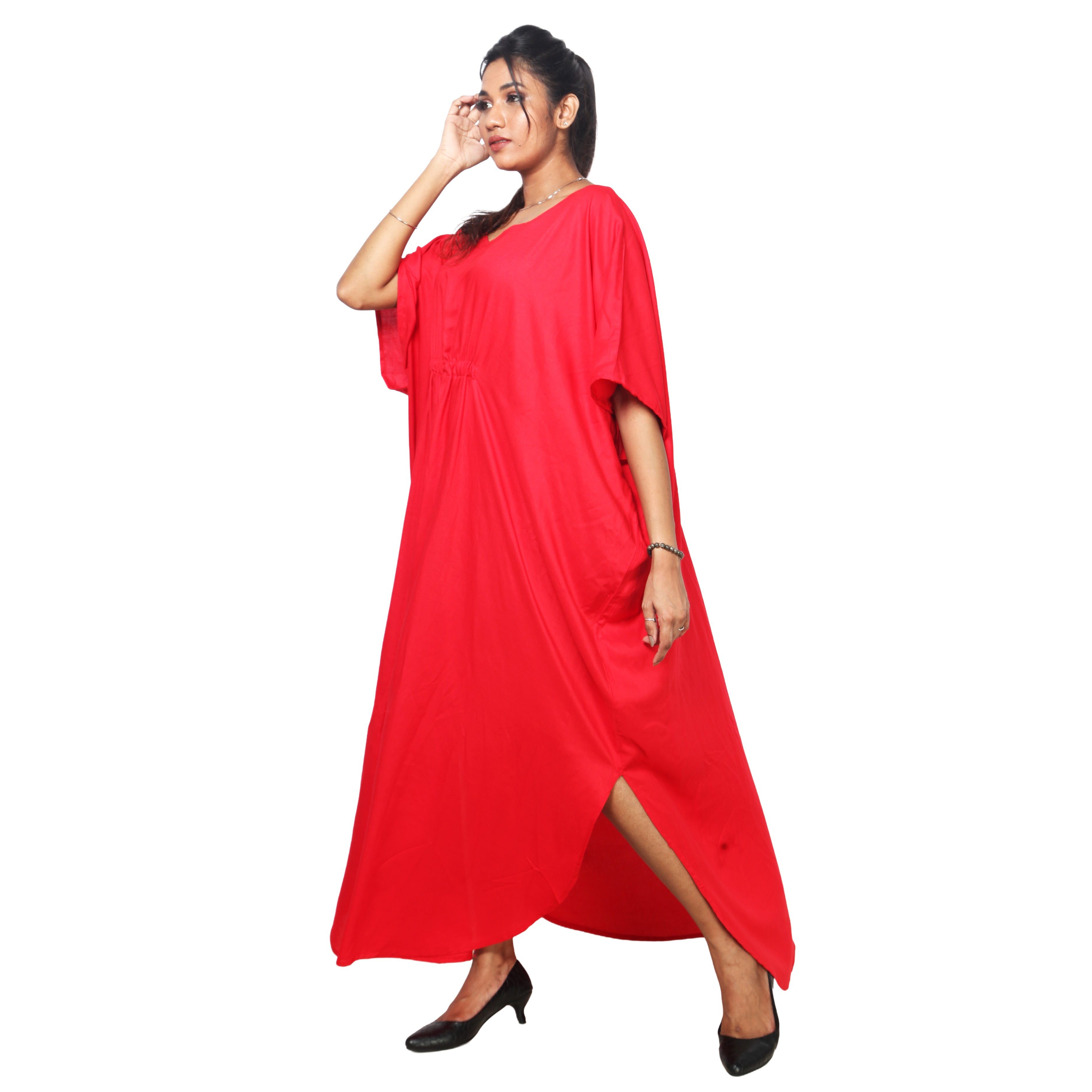 African Women's Maxi Length Red Kaftan -- FI-9010
