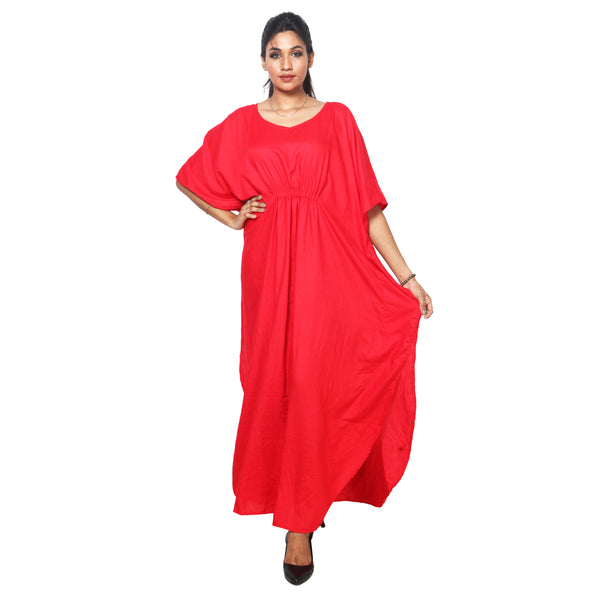 African Women's Maxi Length Red Kaftan -- FI-9010
