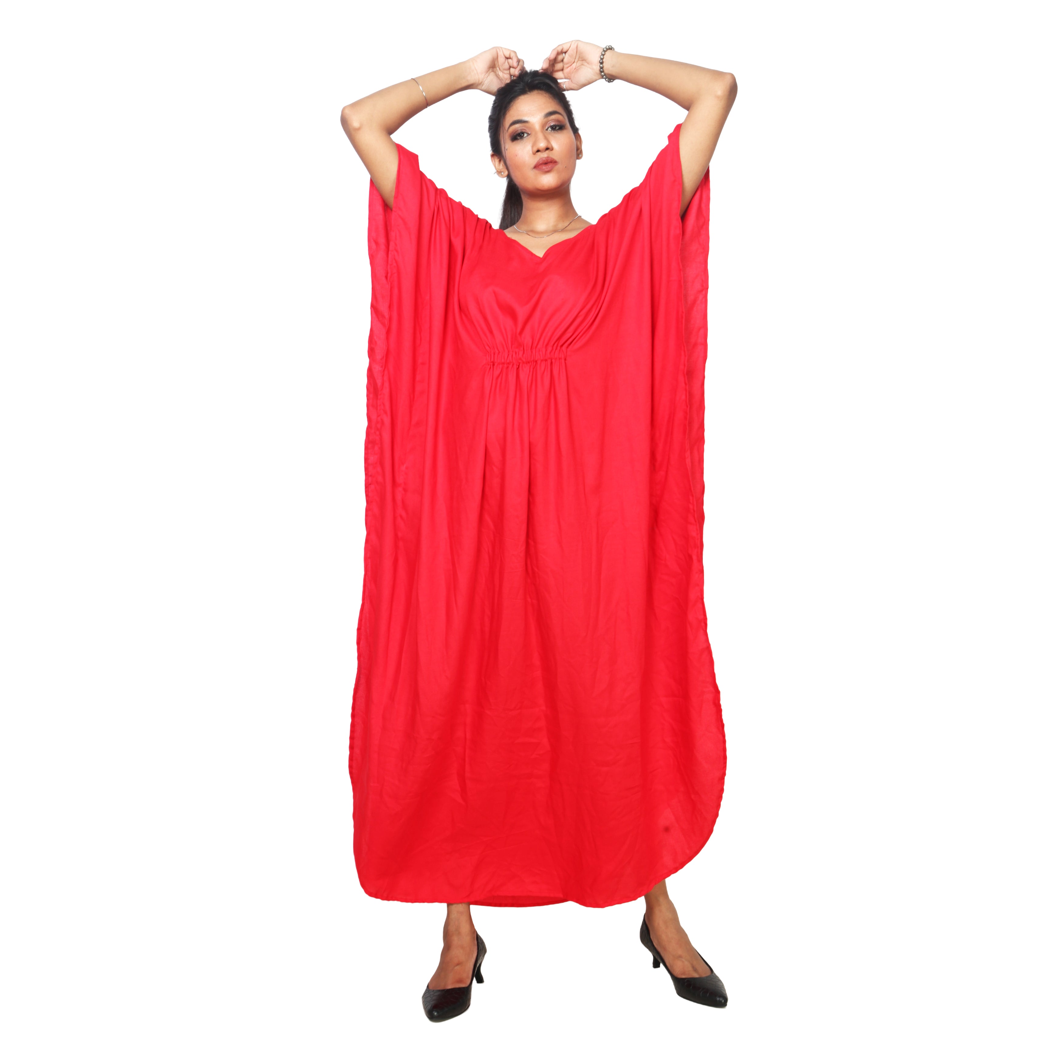 African Women's Maxi Length Red Kaftan -- FI-9010