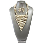 African Women's Cowrie Shell V Style Necklace Set