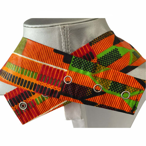 Kente Print Fabric Multi Layer Strand Necklace -- 1A of