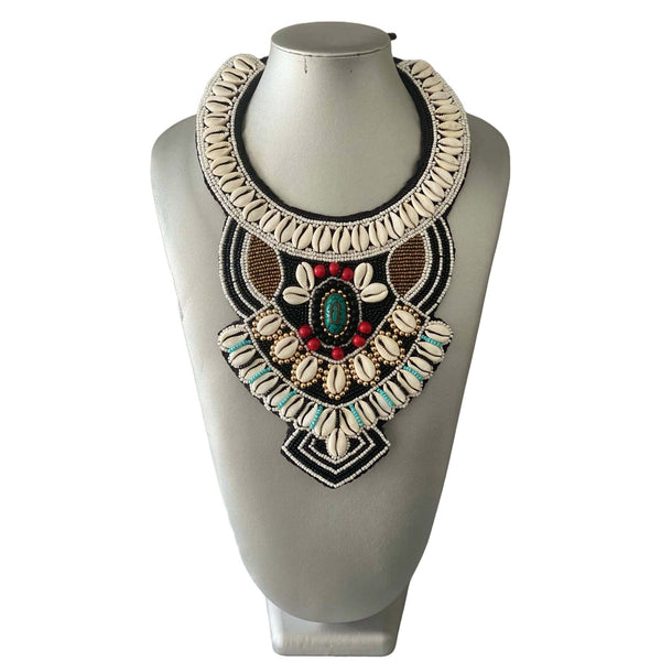 Women's African Cowrie Shell Tribal Beaded Necklace