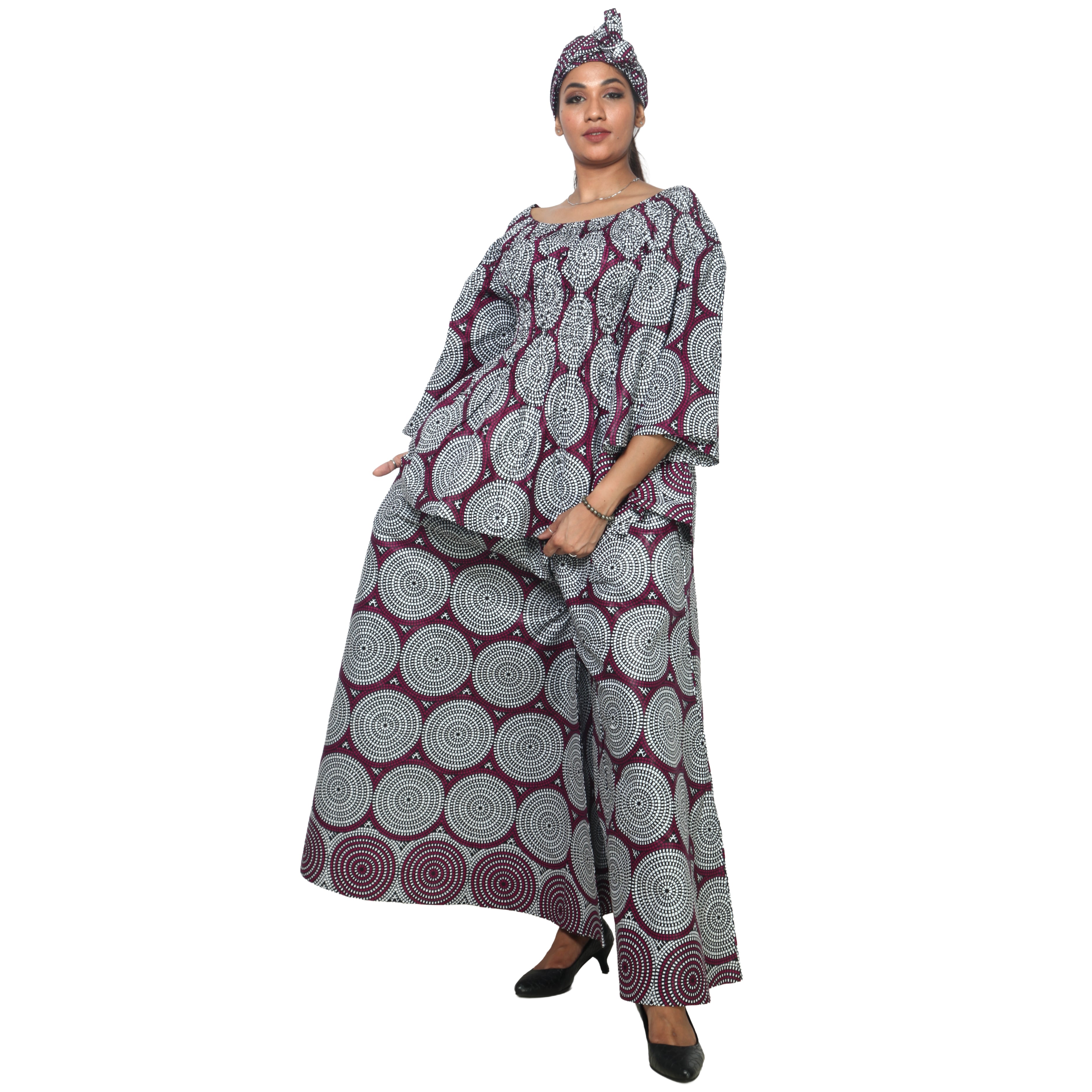 Peplum Tunic Top with Matching Palazzo Pants -- FI-50 and FI-2039 SET
