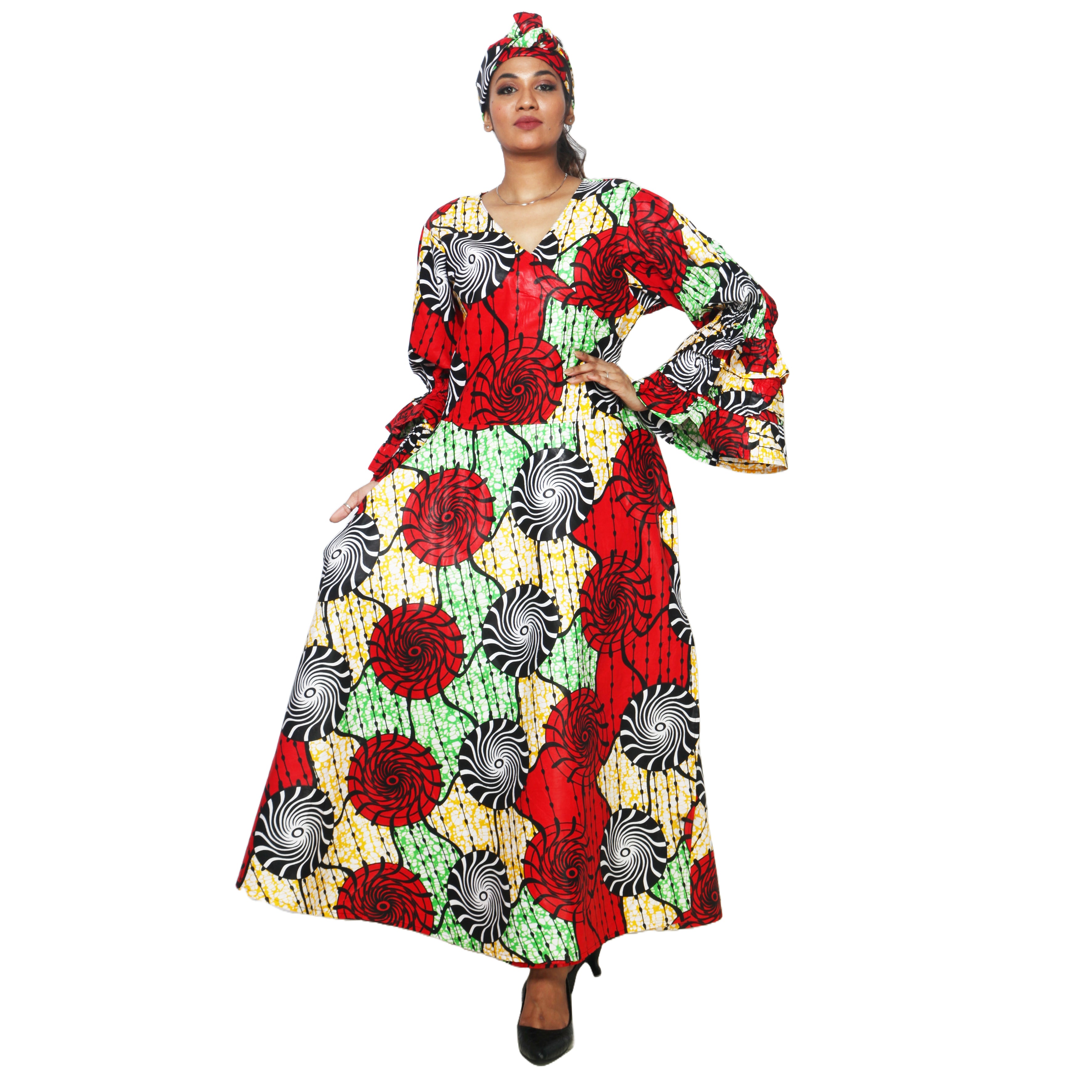 Women's Tiered Frill Sleeve Wrap Dress - FI-70 FS