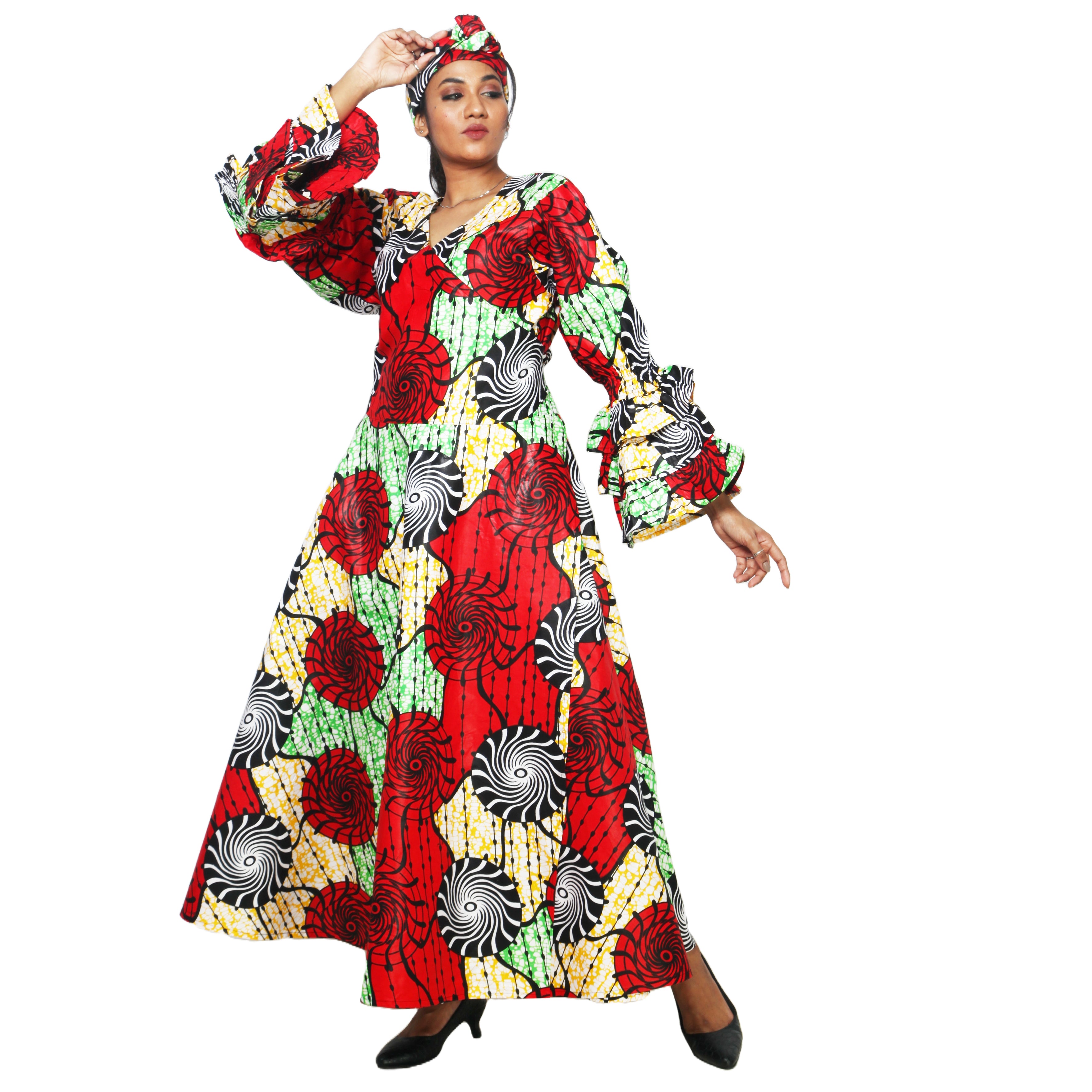 Women's Tiered Frill Sleeve Wrap Dress - FI-70 FS