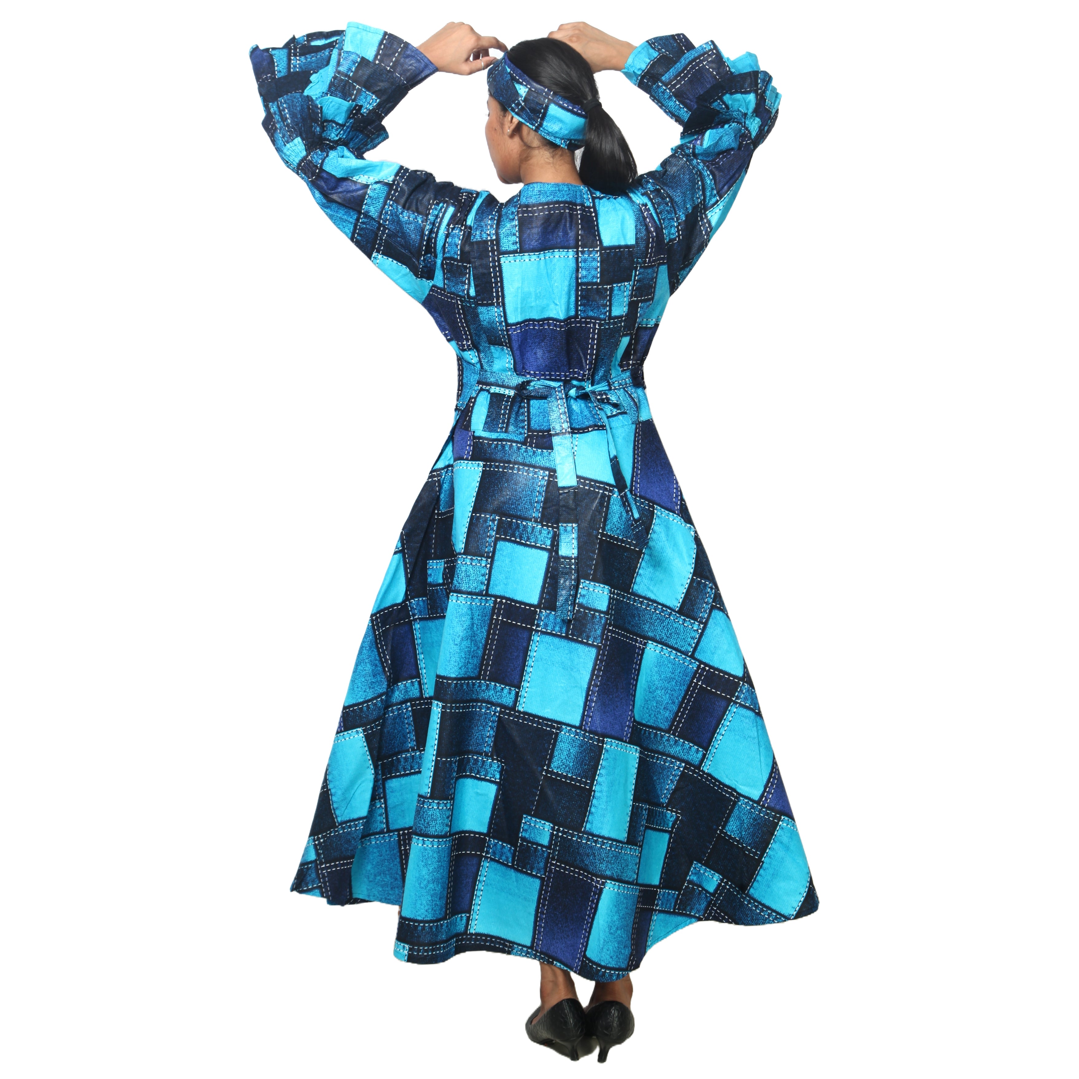Women's Tiered Frill Sleeve Wrap Dress - FI-70 FS