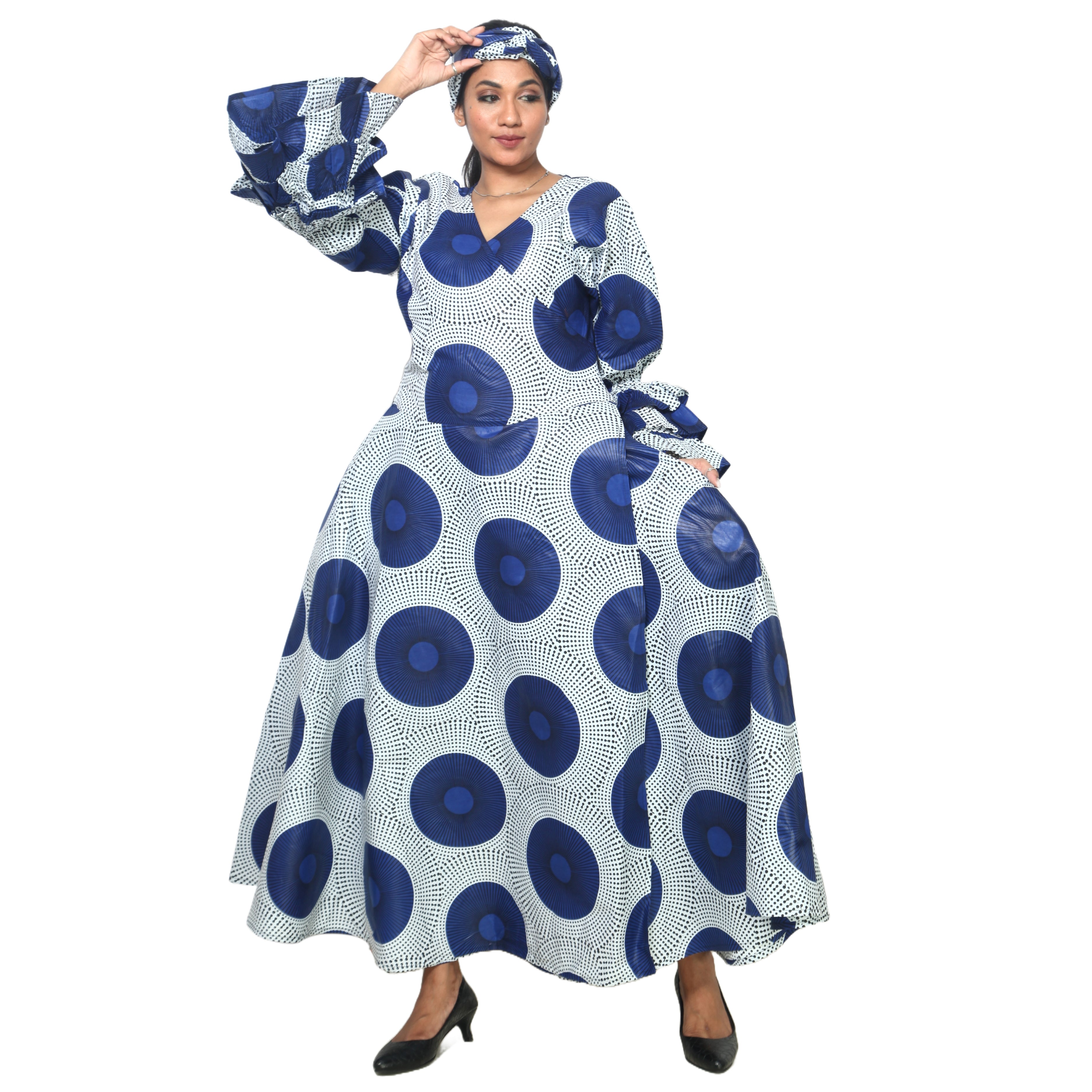 Women's Tiered Frill Sleeve Wrap Dress - FI-70 FS