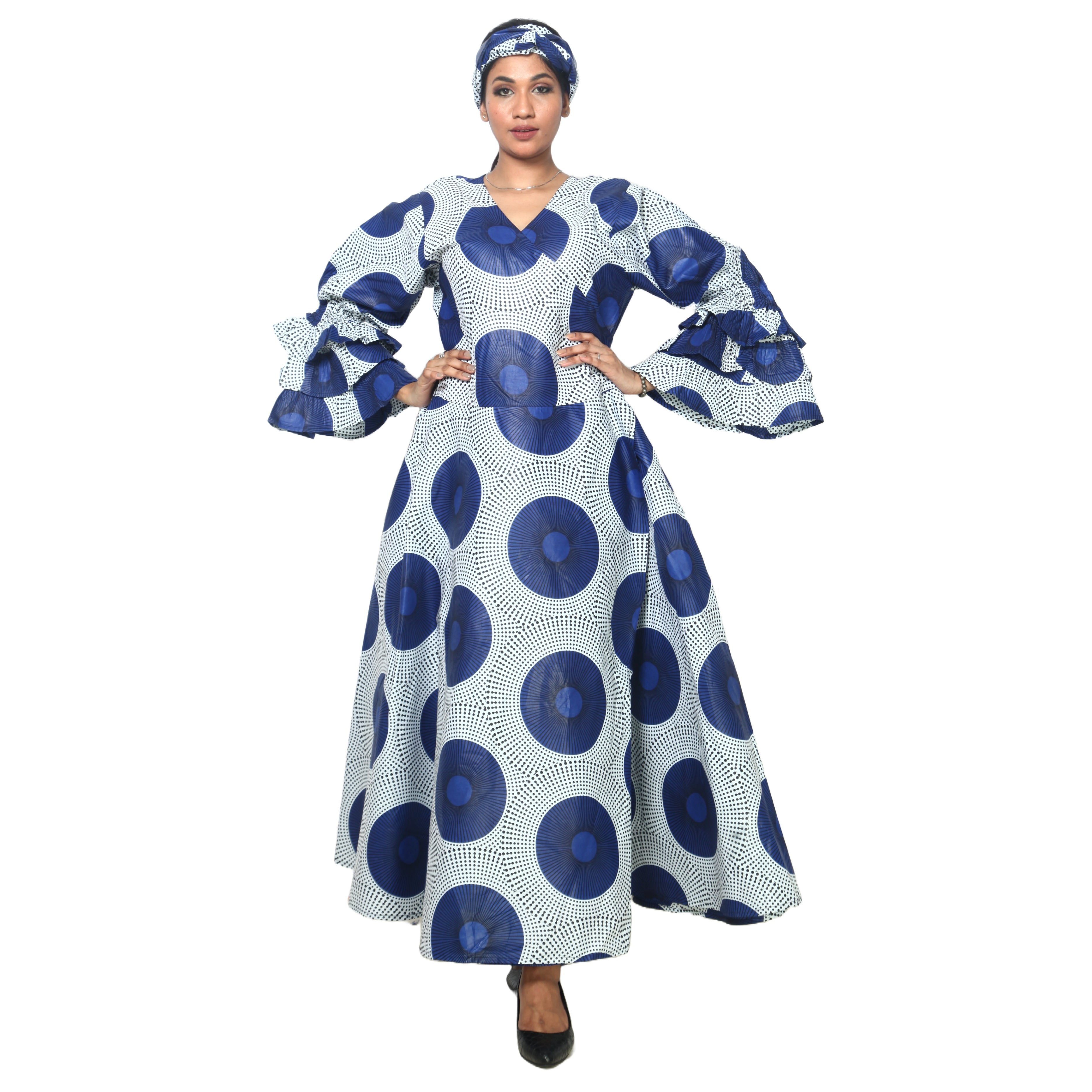 Women's Tiered Frill Sleeve Wrap Dress - FI-70 FS