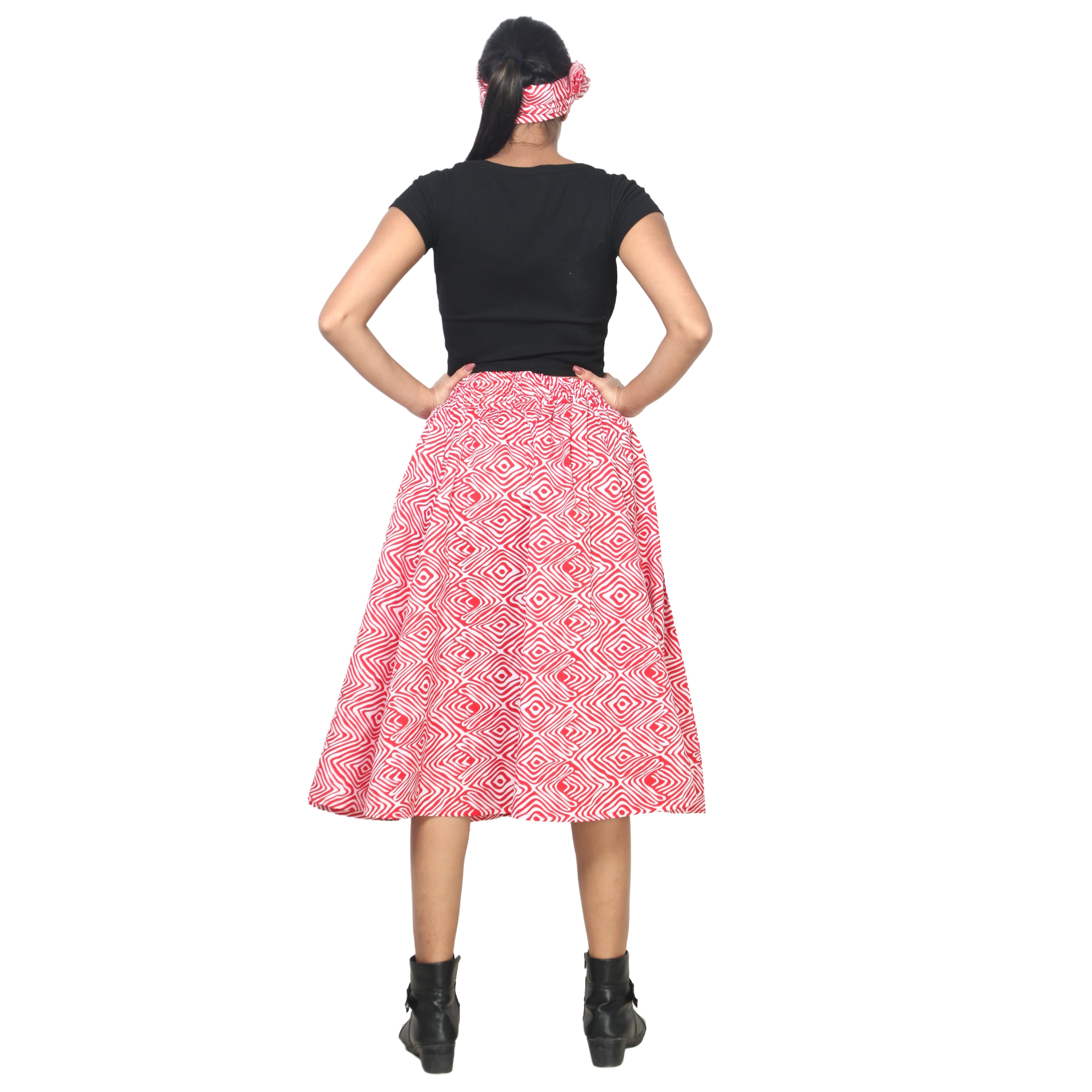 Women's Polycotton Blend Midi Skirt -- FI-R41