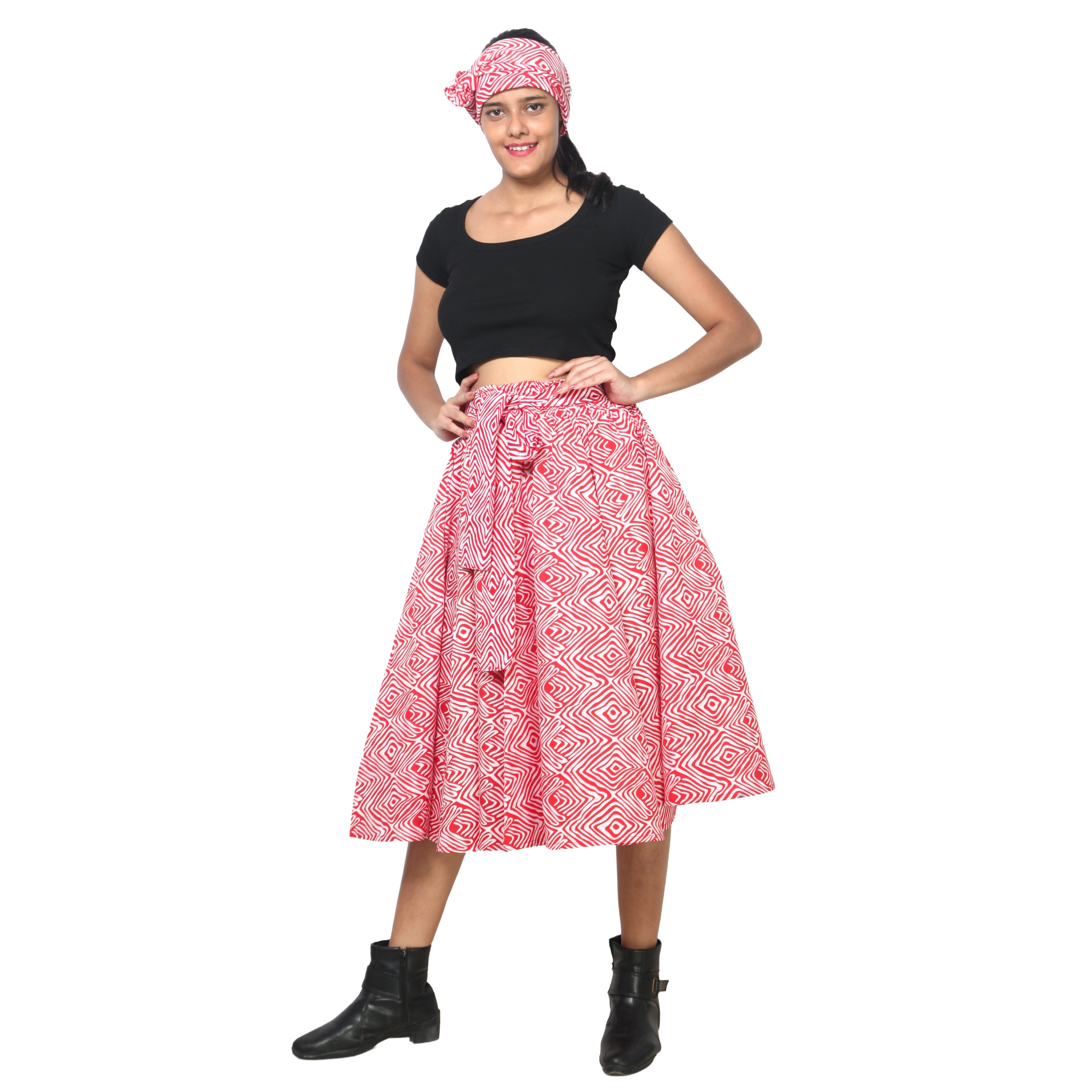 Women's Polycotton Blend Midi Skirt -- FI-R41