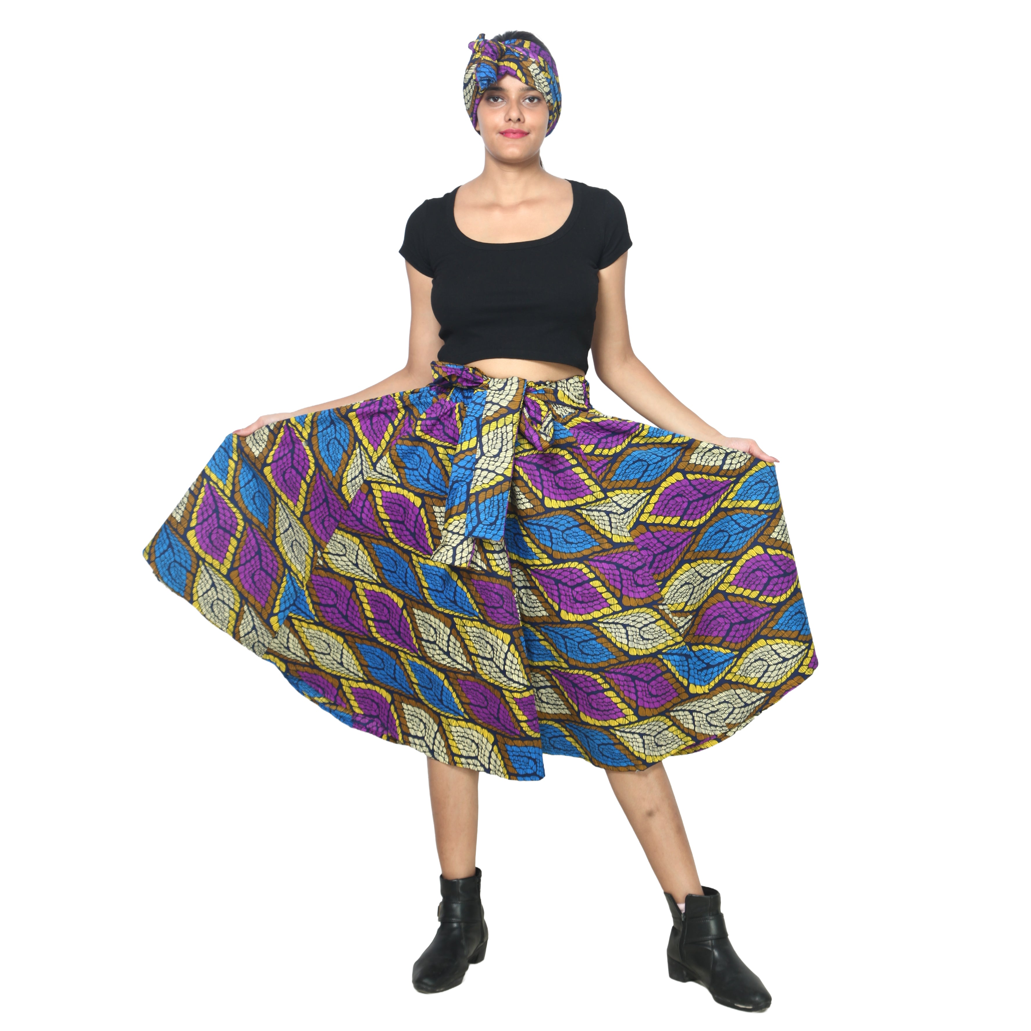 Women's Polycotton Blend Midi Skirt -- FI-R41