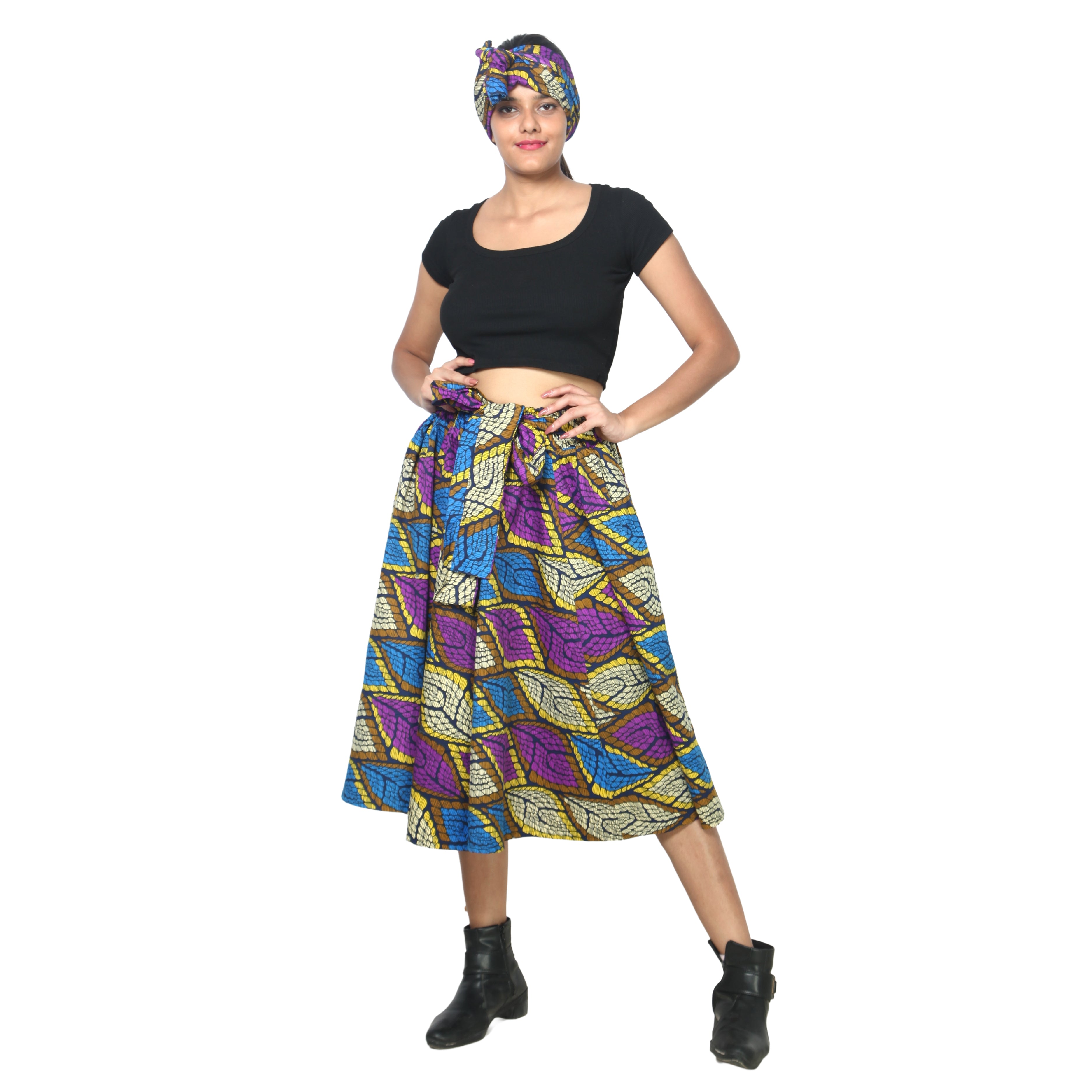 Women's Polycotton Blend Midi Skirt -- FI-R41