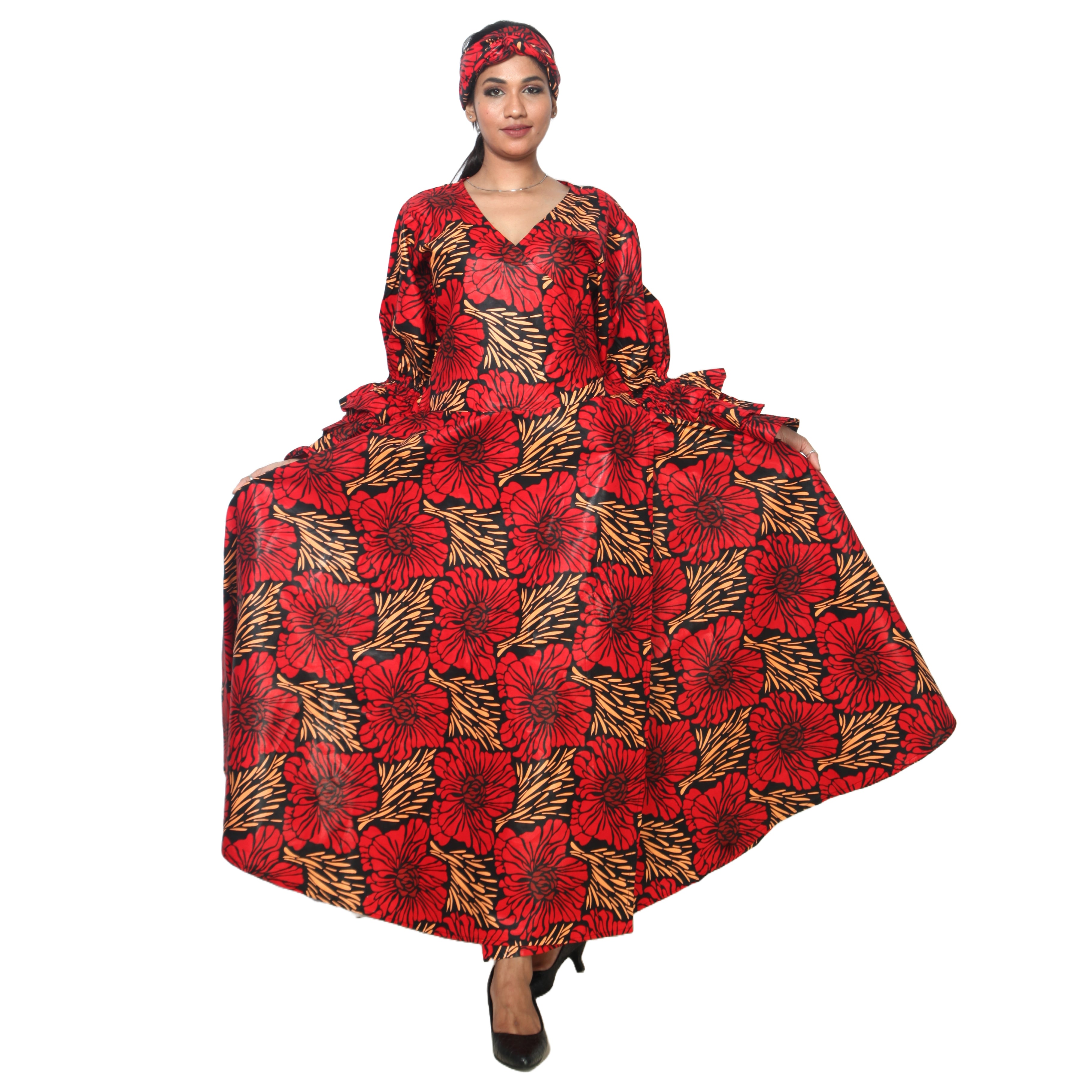 Women's Tiered Frill Sleeve Wrap Dress - FI-70 FS