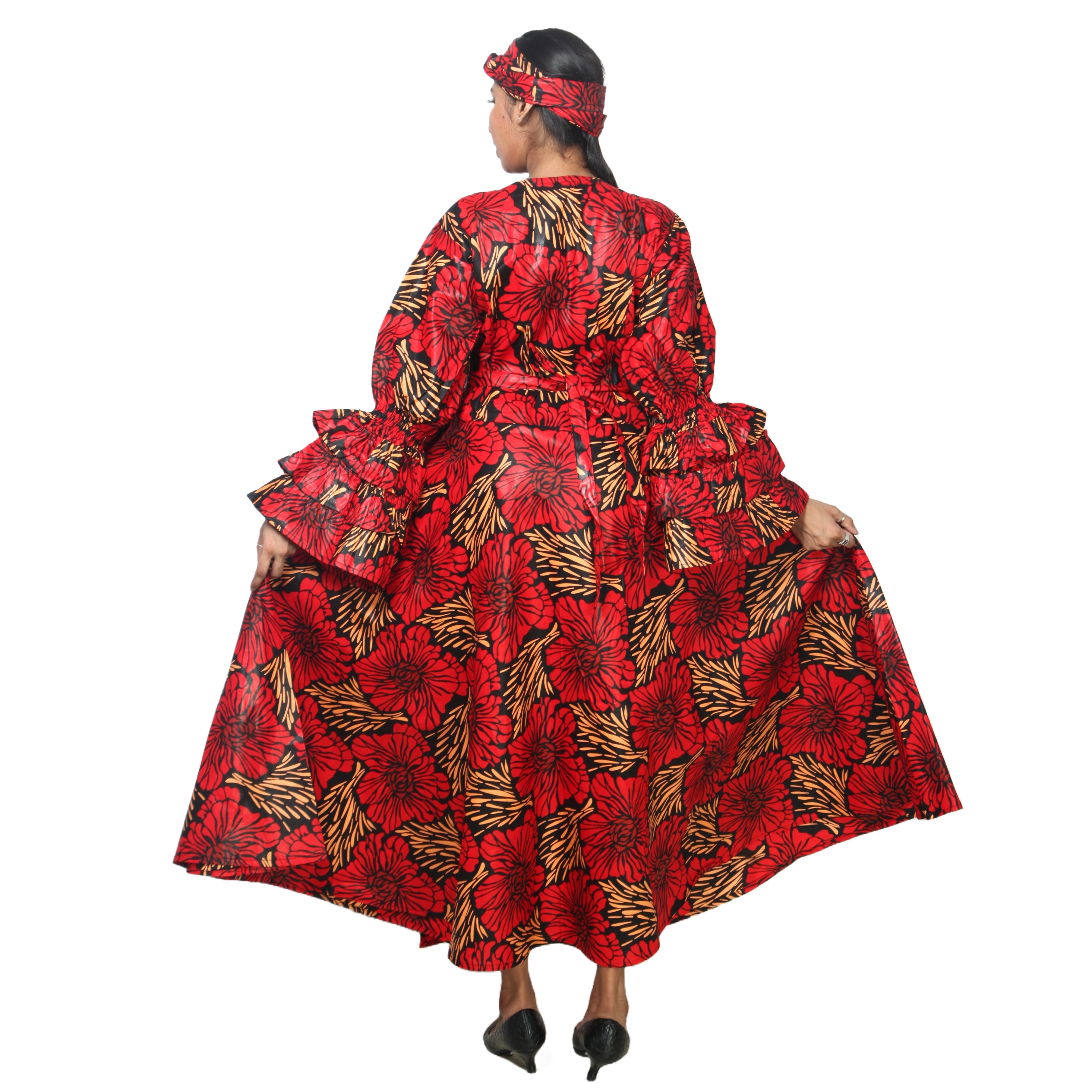 Women's Tiered Frill Sleeve Wrap Dress - FI-70 FS