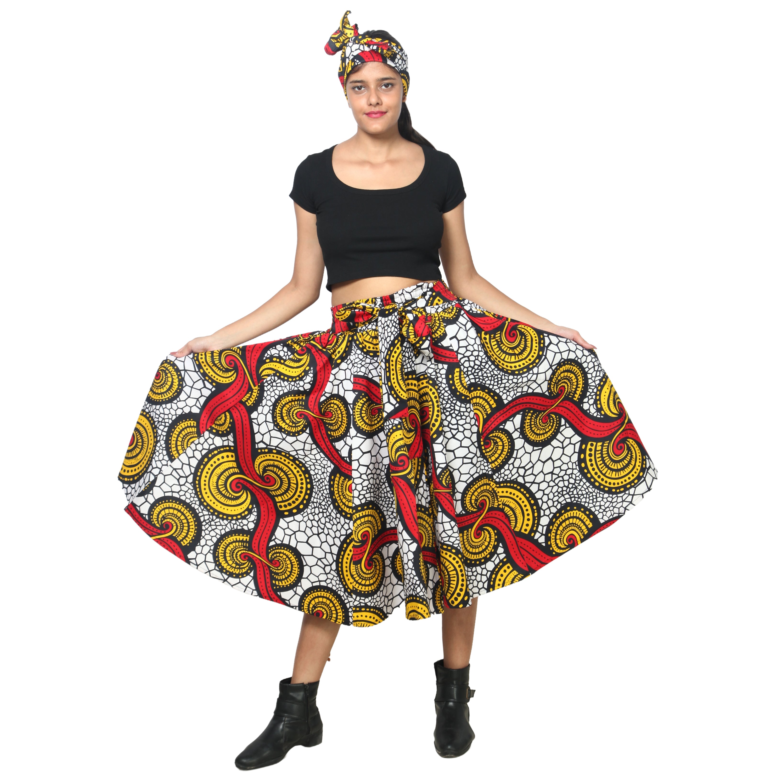Women's Polycotton Blend Midi Skirt -- FI-R41