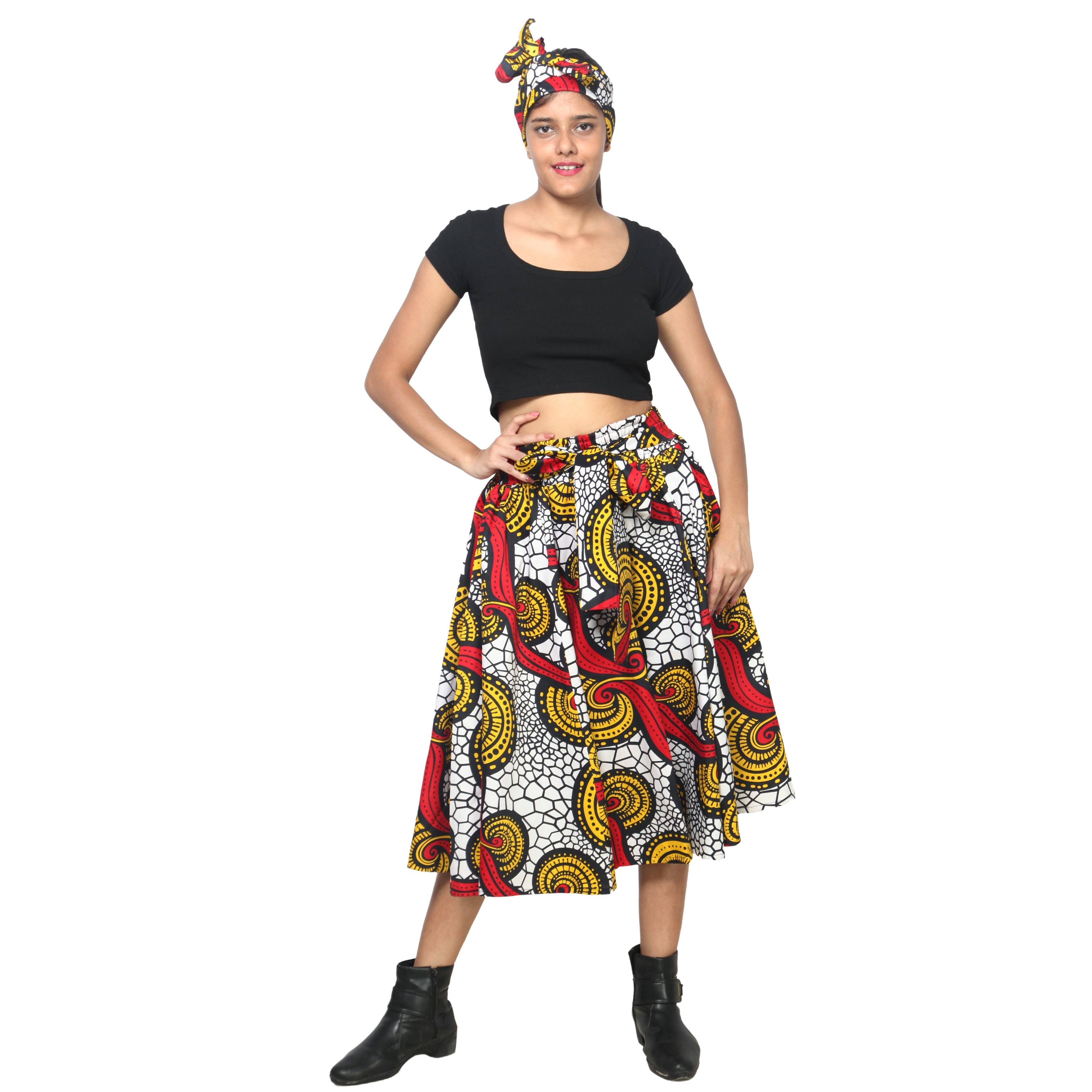 Women's Polycotton Blend Midi Skirt -- FI-R41