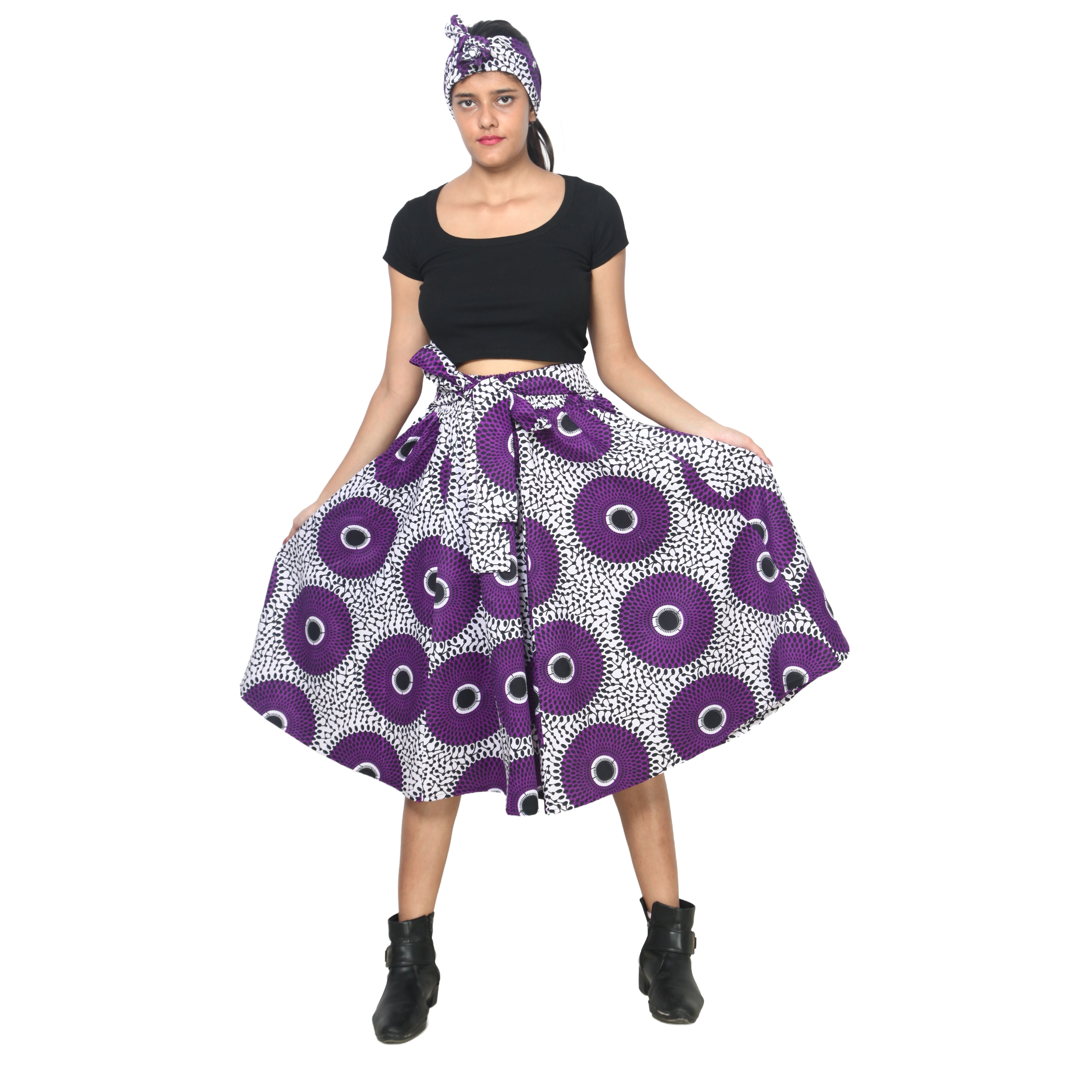 Women's Polycotton Blend Midi Skirt -- FI-R41