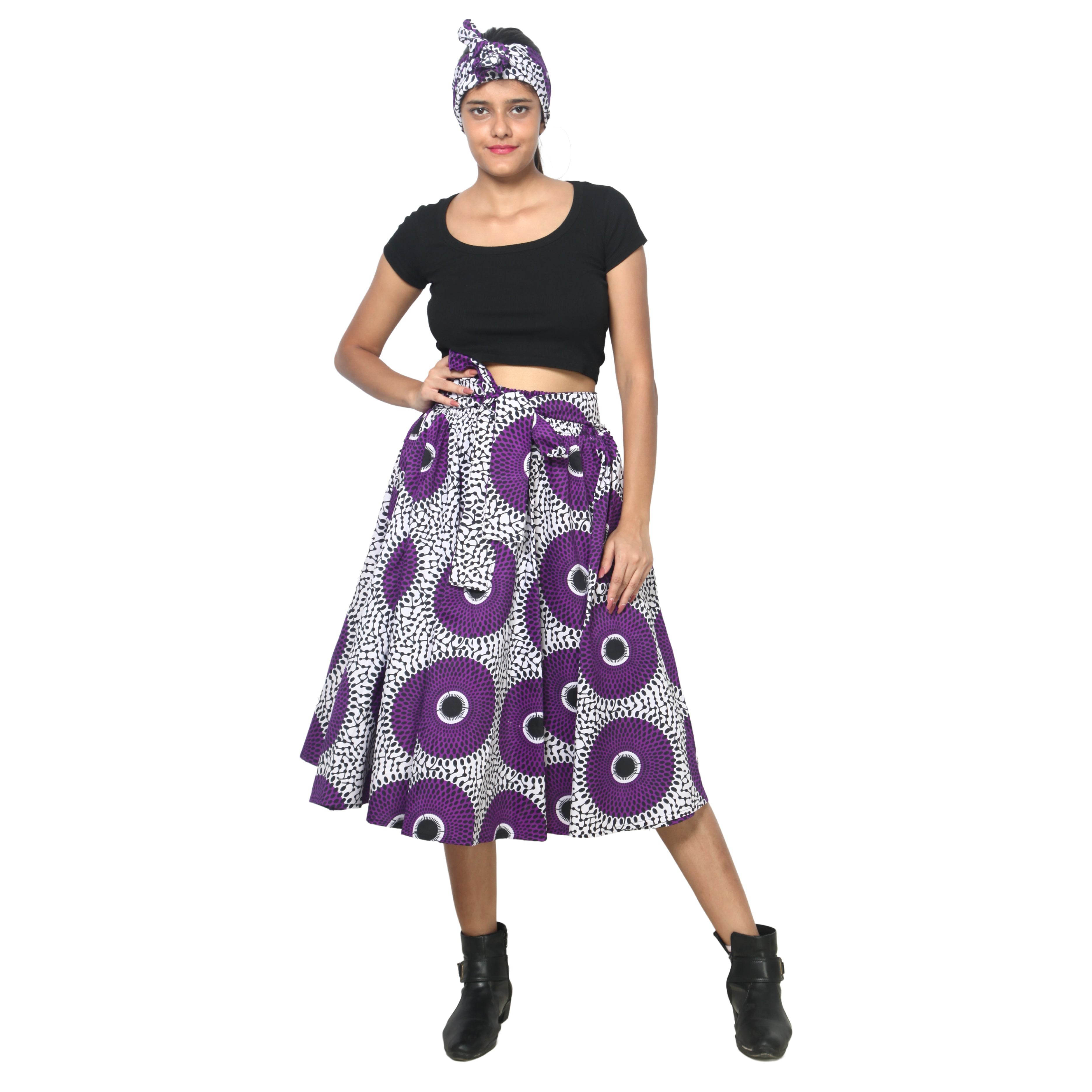 Women's Polycotton Blend Midi Skirt -- FI-R41