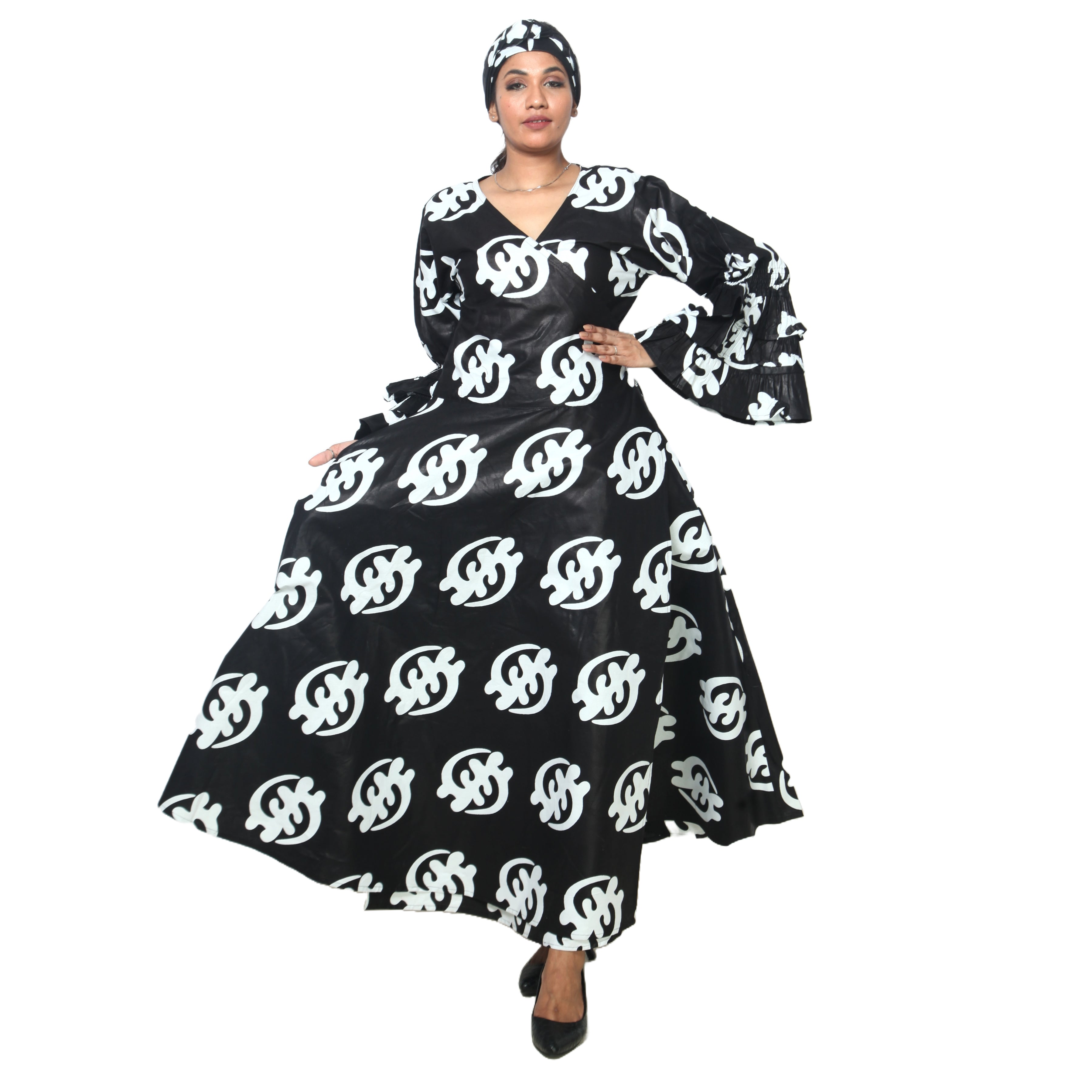 Women's Tiered Frill Sleeve Wrap Dress - FI-70 FS