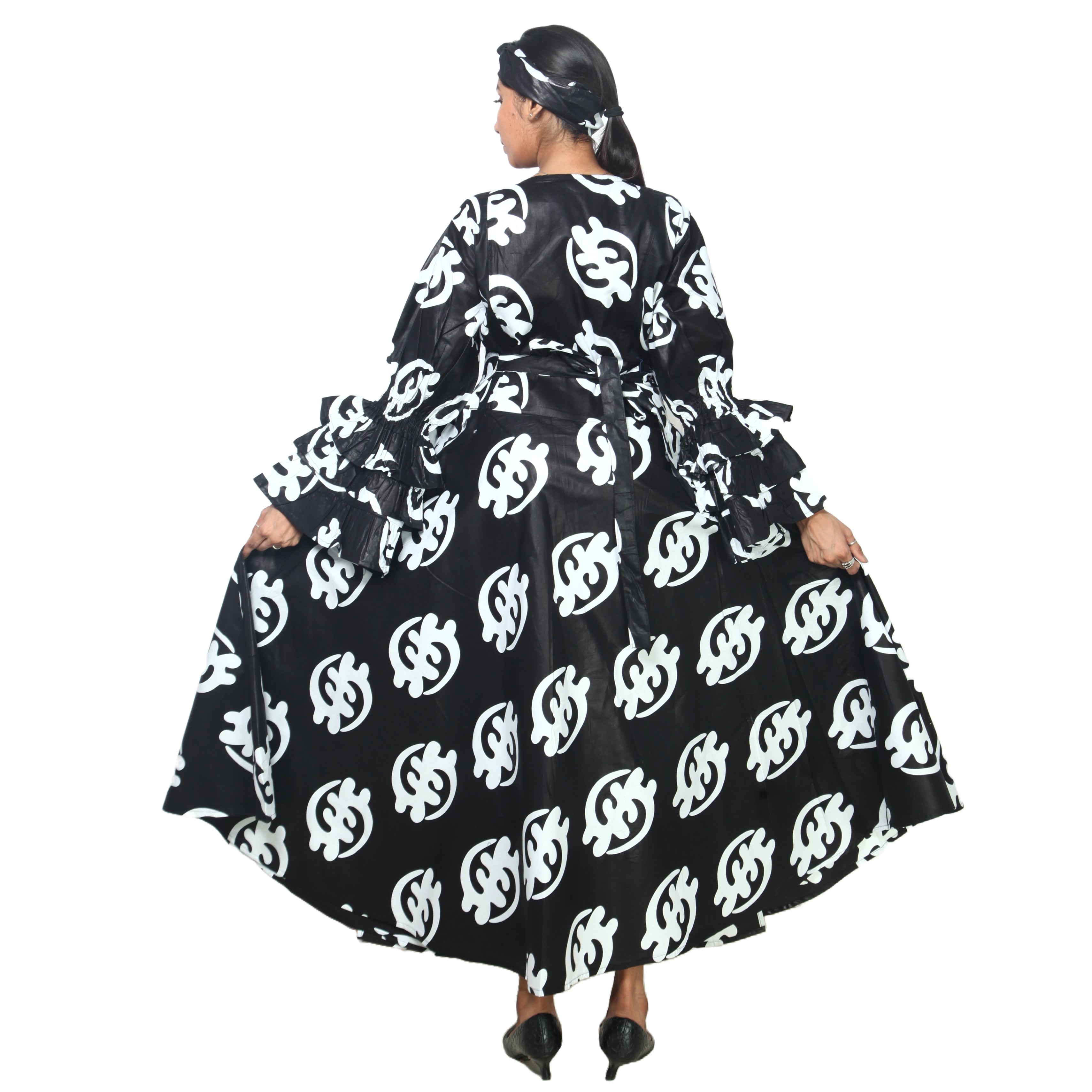 Women's Tiered Frill Sleeve Wrap Dress - FI-70 FS