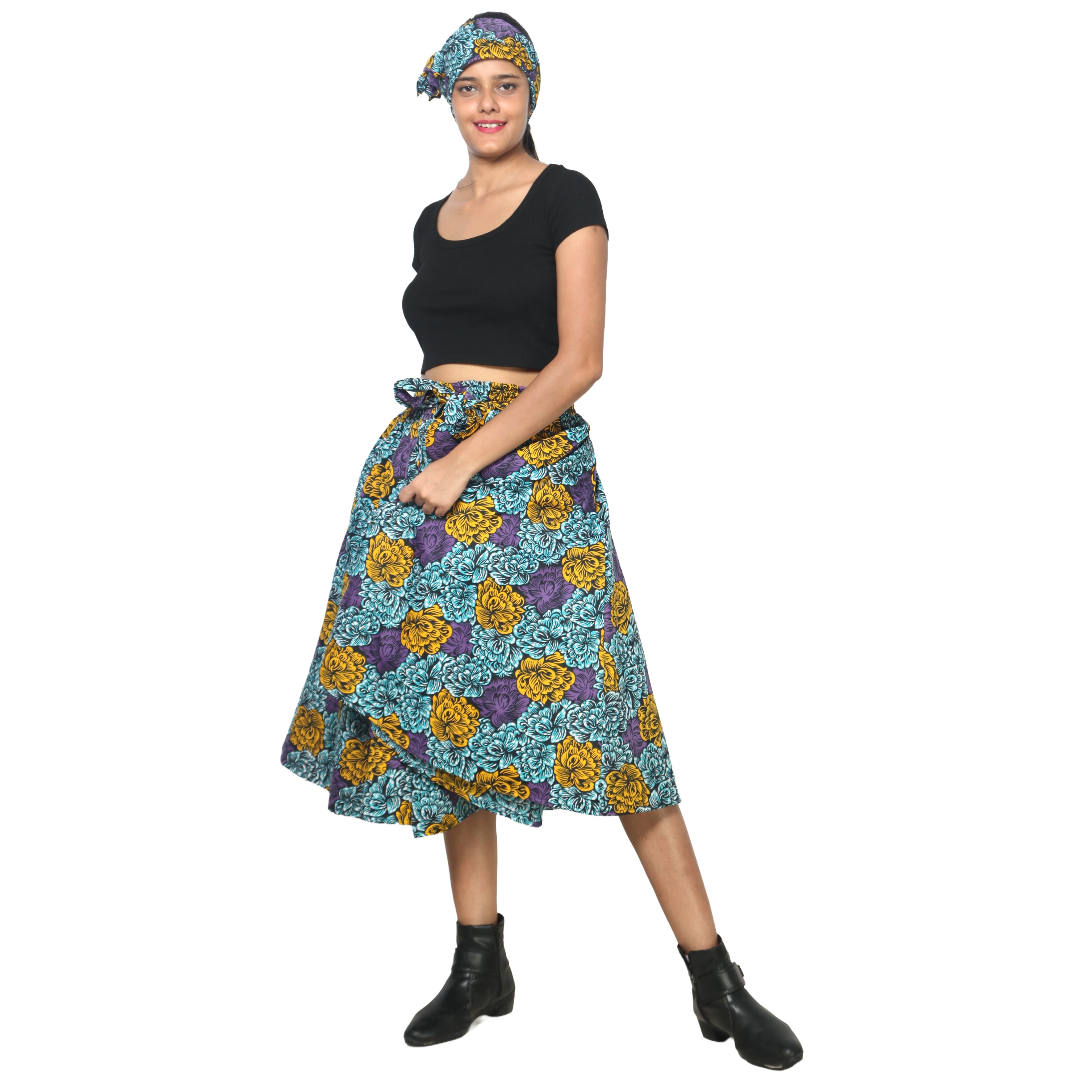 Women's Polycotton Blend Midi Skirt -- FI-R41