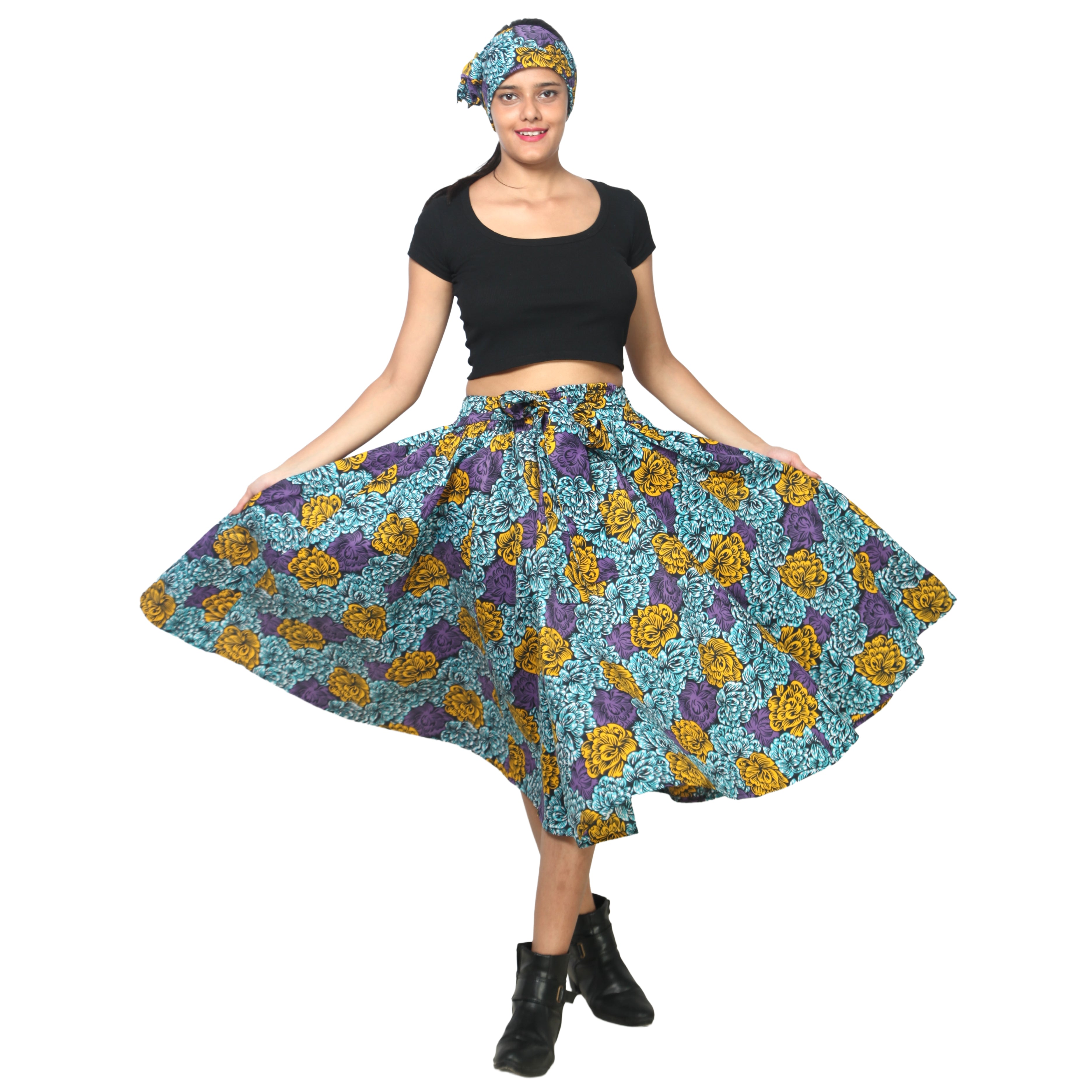 Women's Polycotton Blend Midi Skirt -- FI-R41