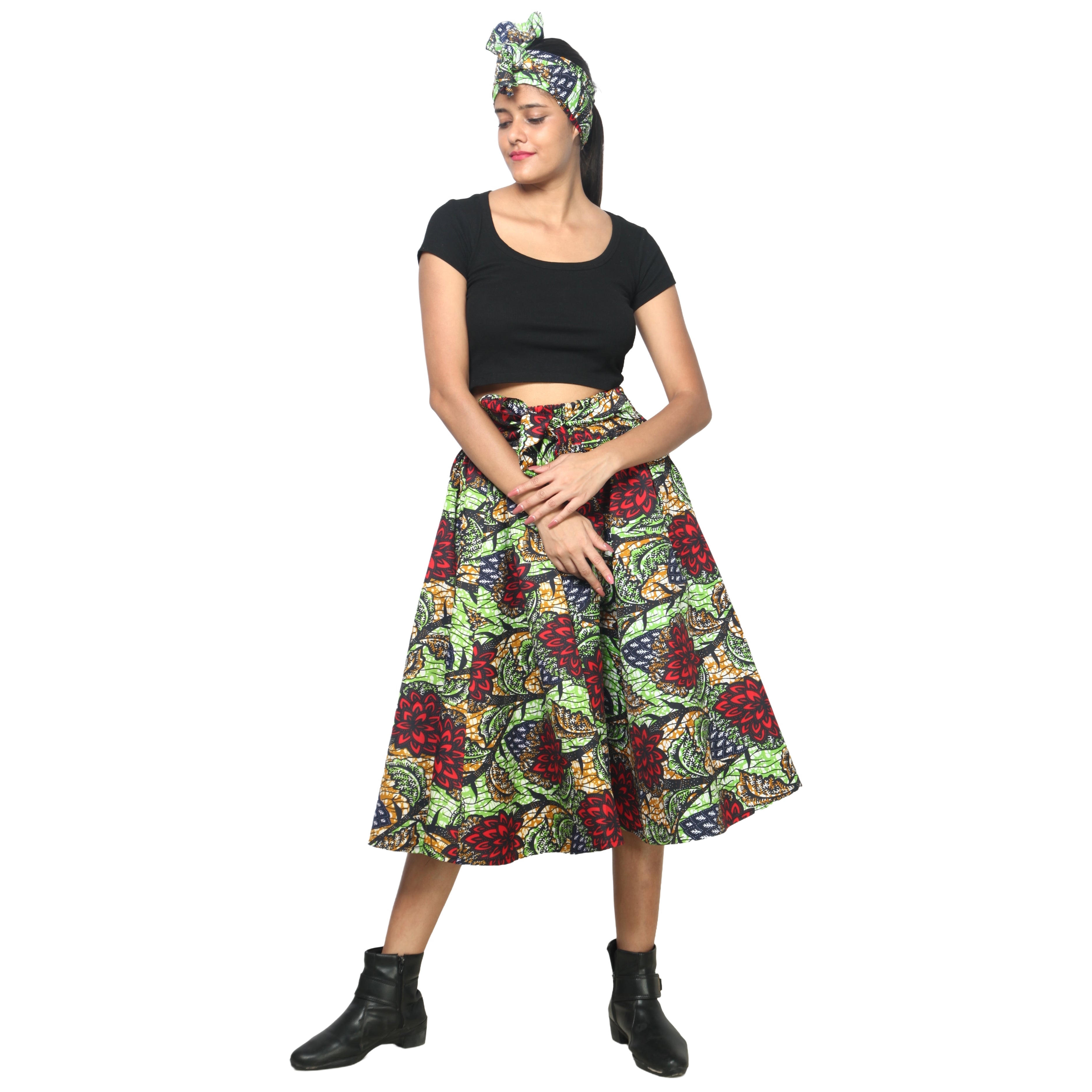Women's Polycotton Blend Midi Skirt -- FI-R41