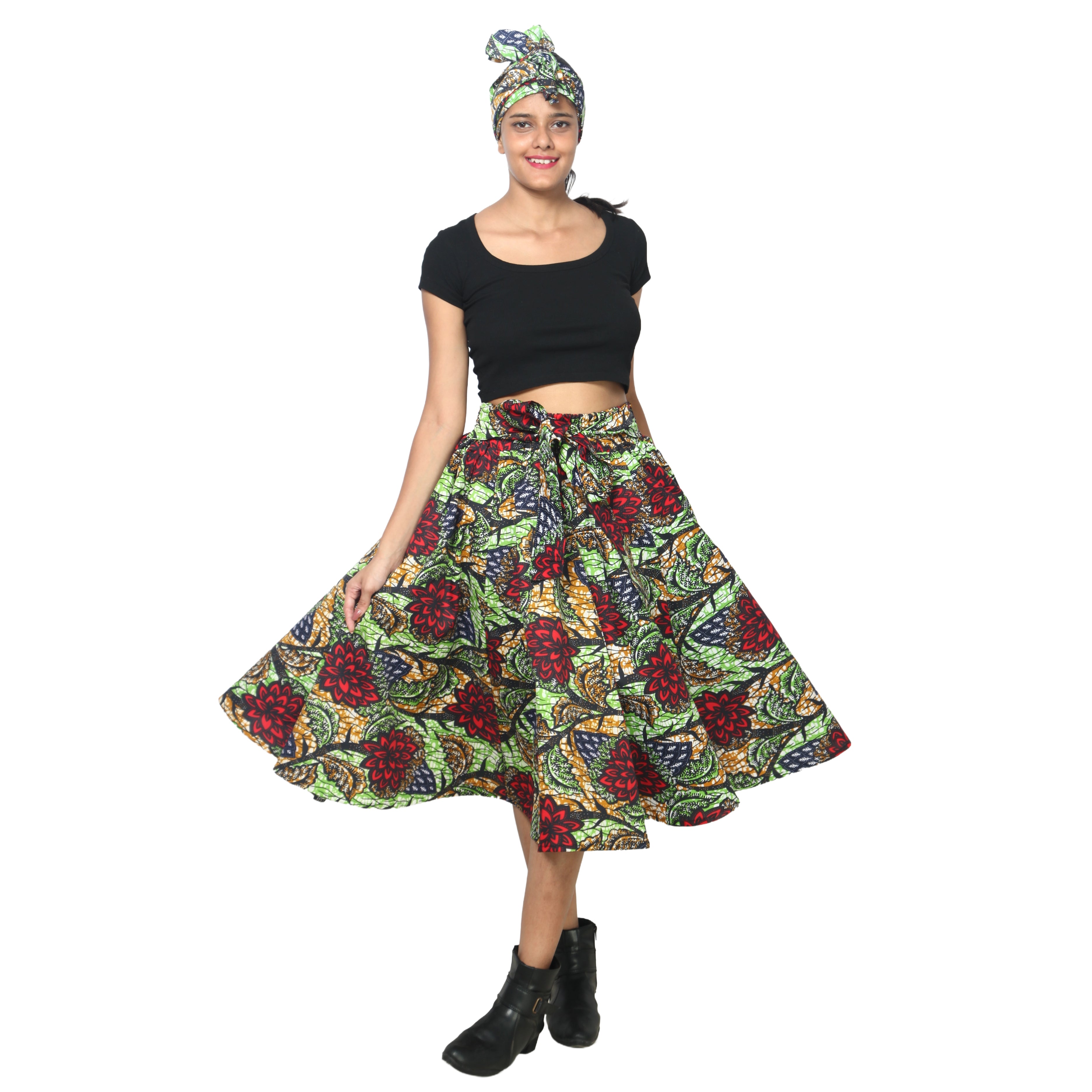 Women's Polycotton Blend Midi Skirt -- FI-R41