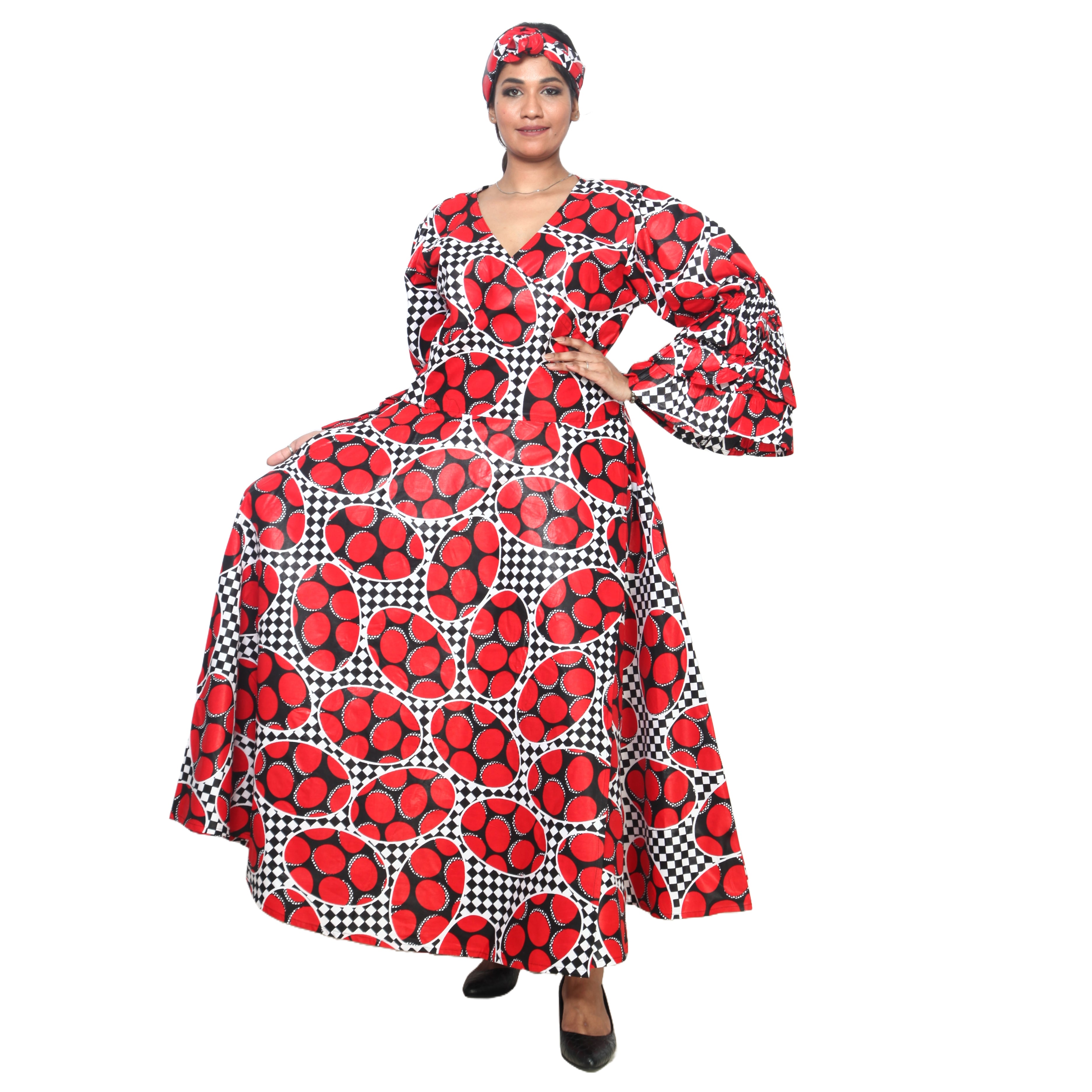 Women's Tiered Frill Sleeve Wrap Dress - FI-70 FS