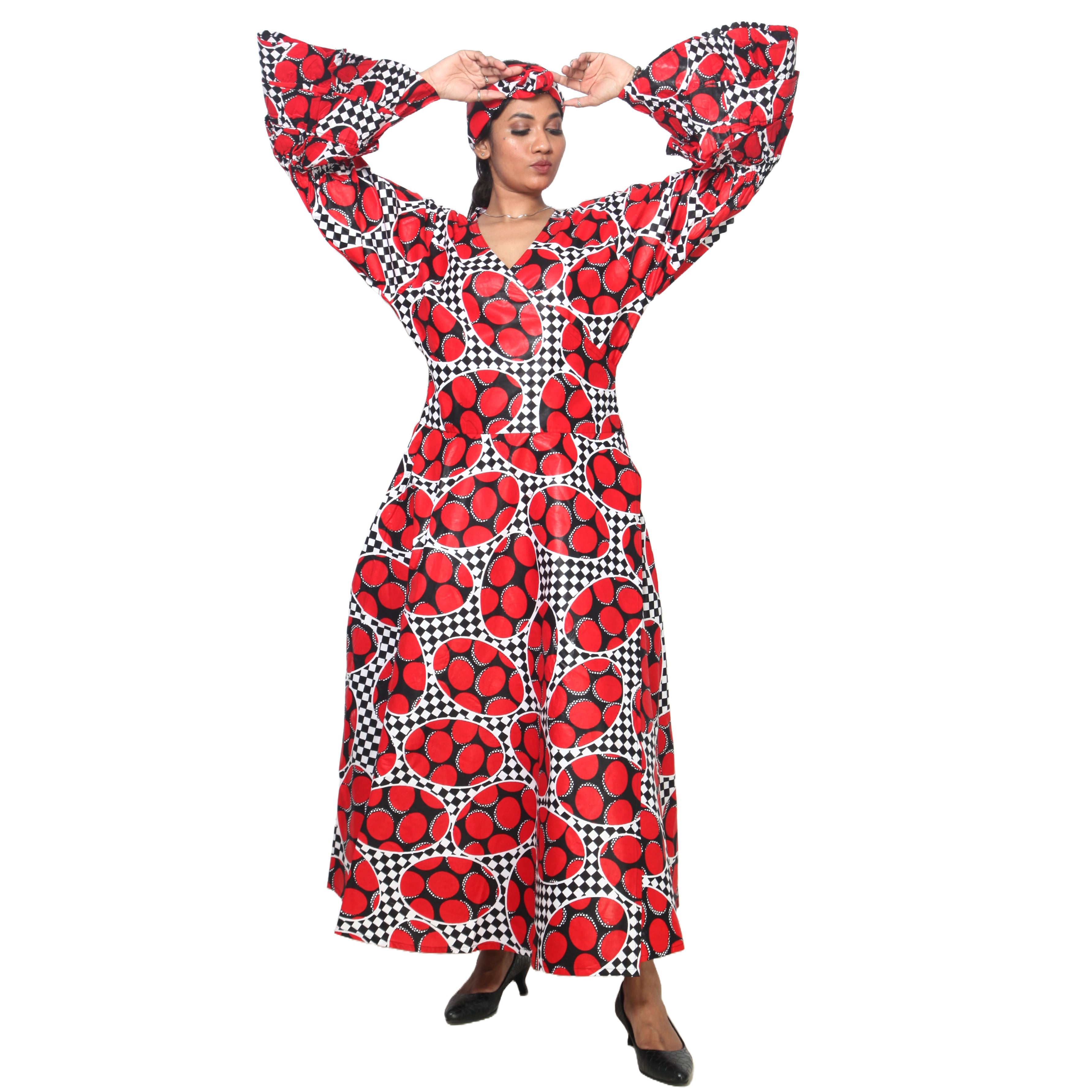 Women's Tiered Frill Sleeve Wrap Dress - FI-70 FS