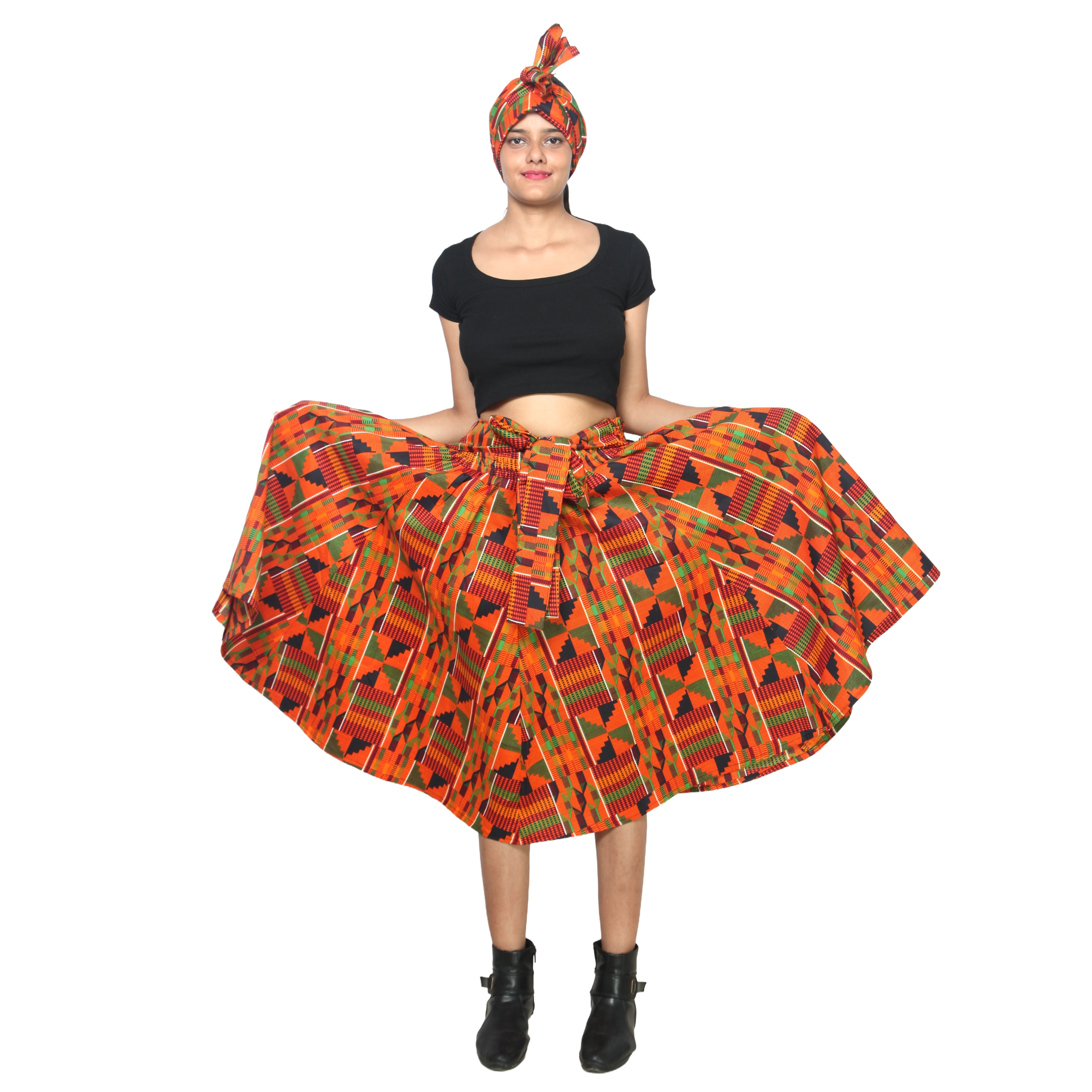 Women's Polycotton Blend Midi Skirt -- FI-R41