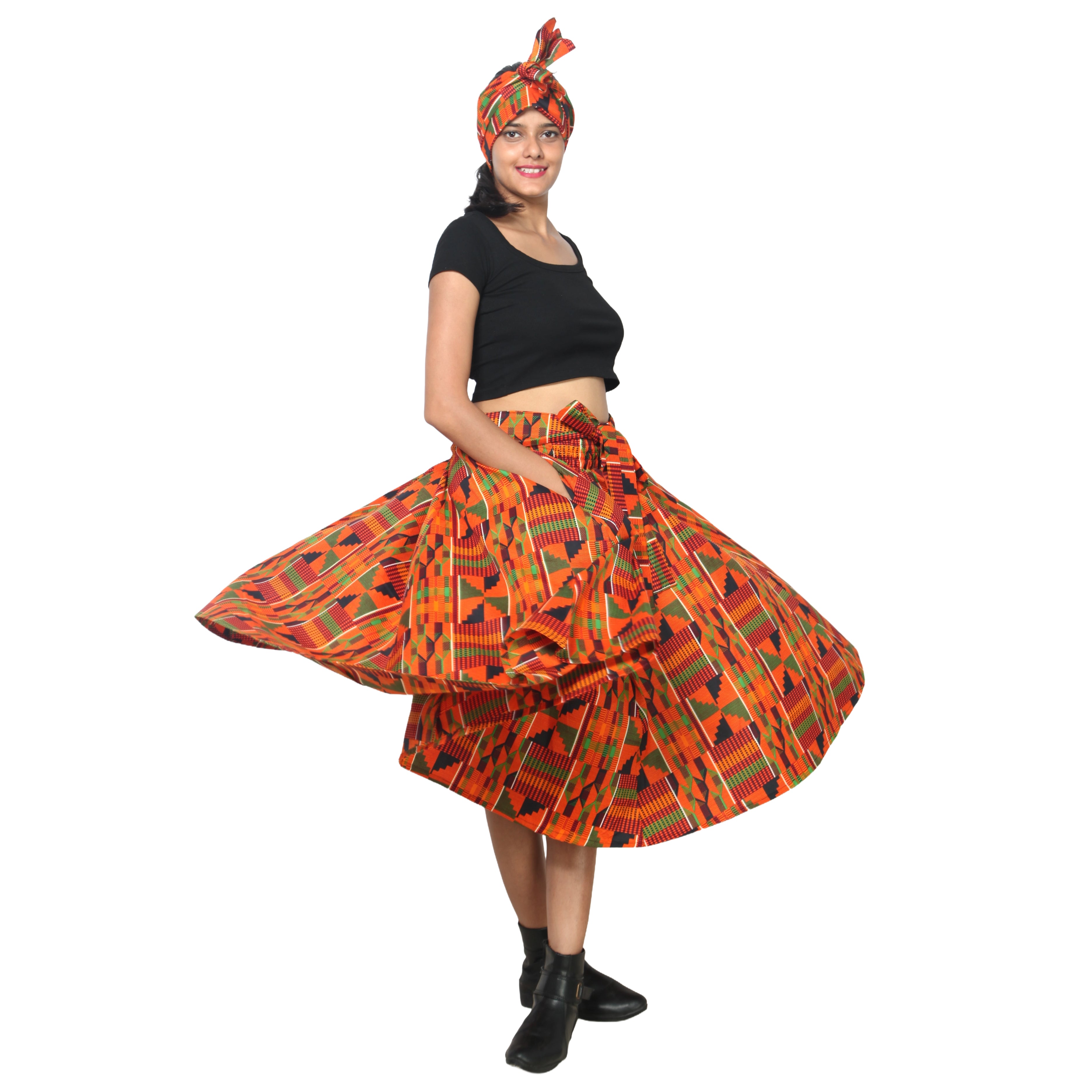Women's Polycotton Blend Midi Skirt -- FI-R41