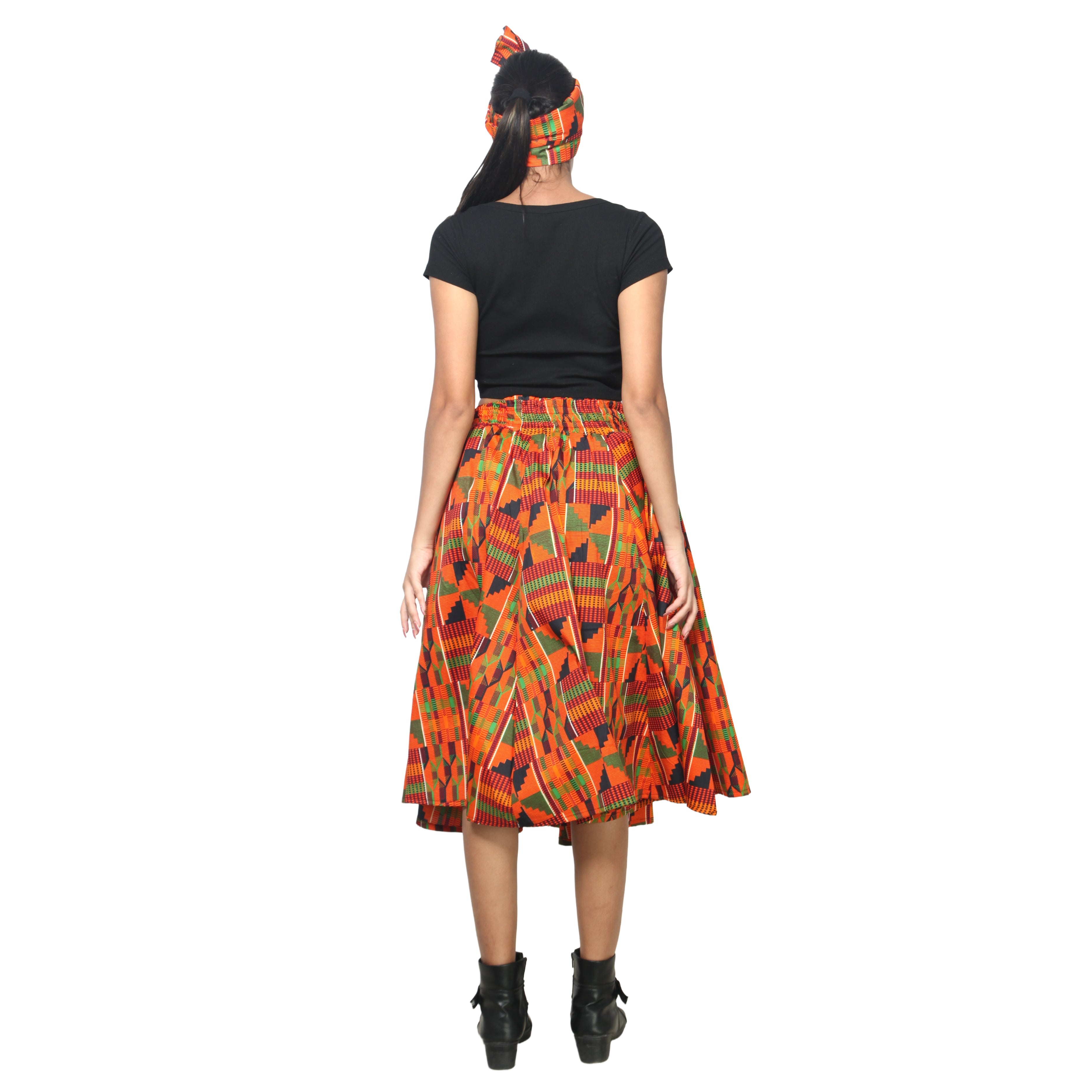 Women's Polycotton Blend Midi Skirt -- FI-R41