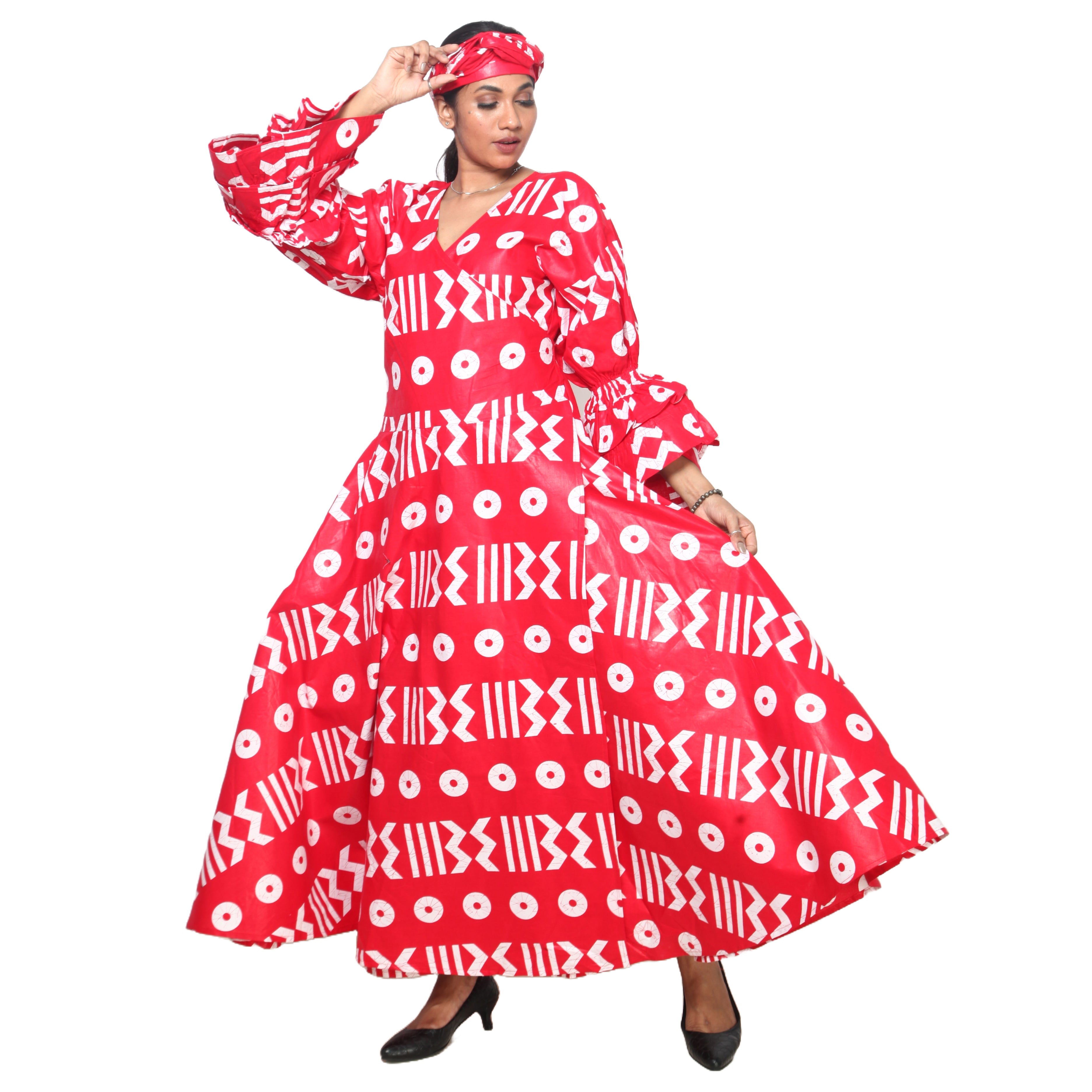 Women's Tiered Frill Sleeve Wrap Dress - FI-70 FS