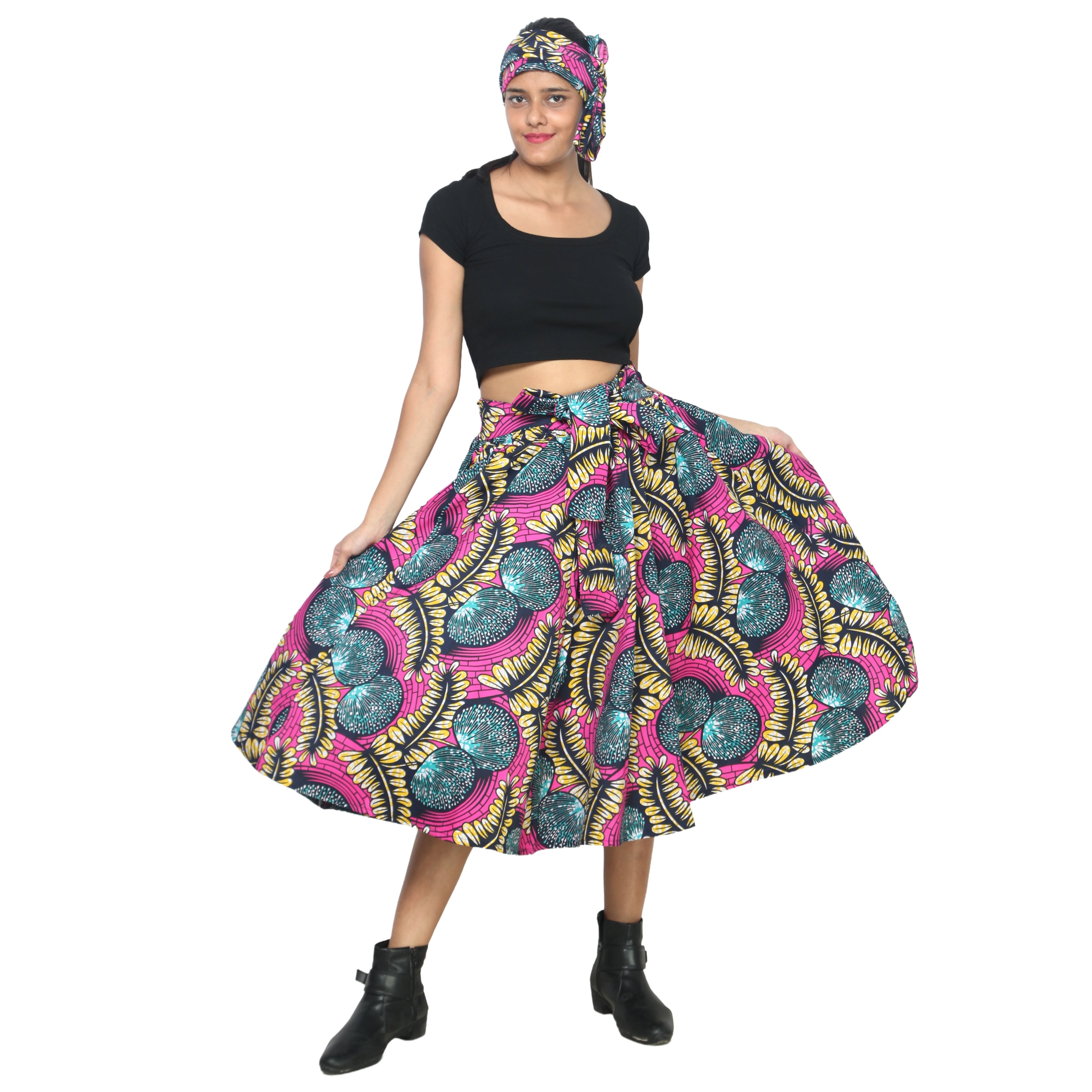 Women's Polycotton Blend Midi Skirt -- FI-R41