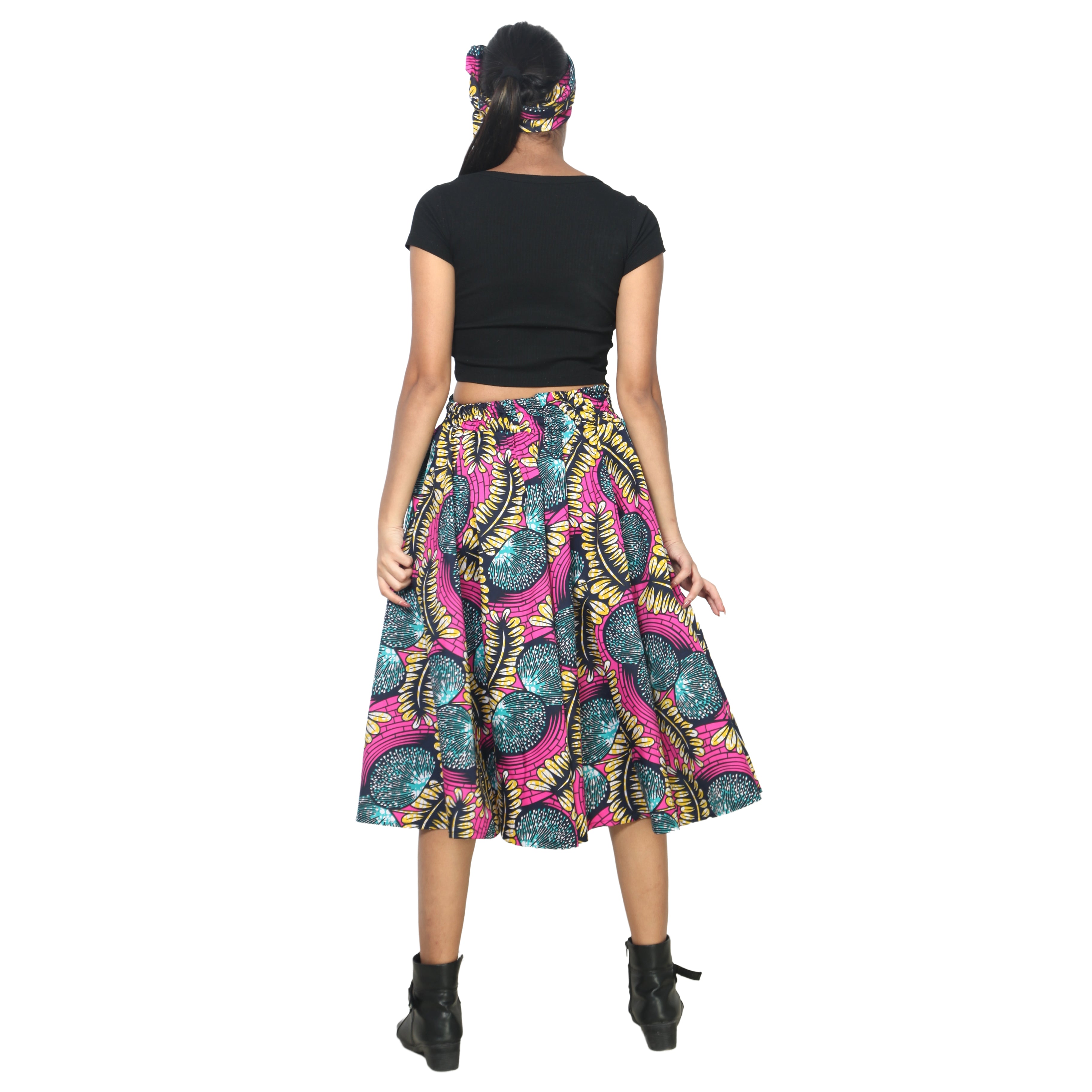 Women's Polycotton Blend Midi Skirt -- FI-R41