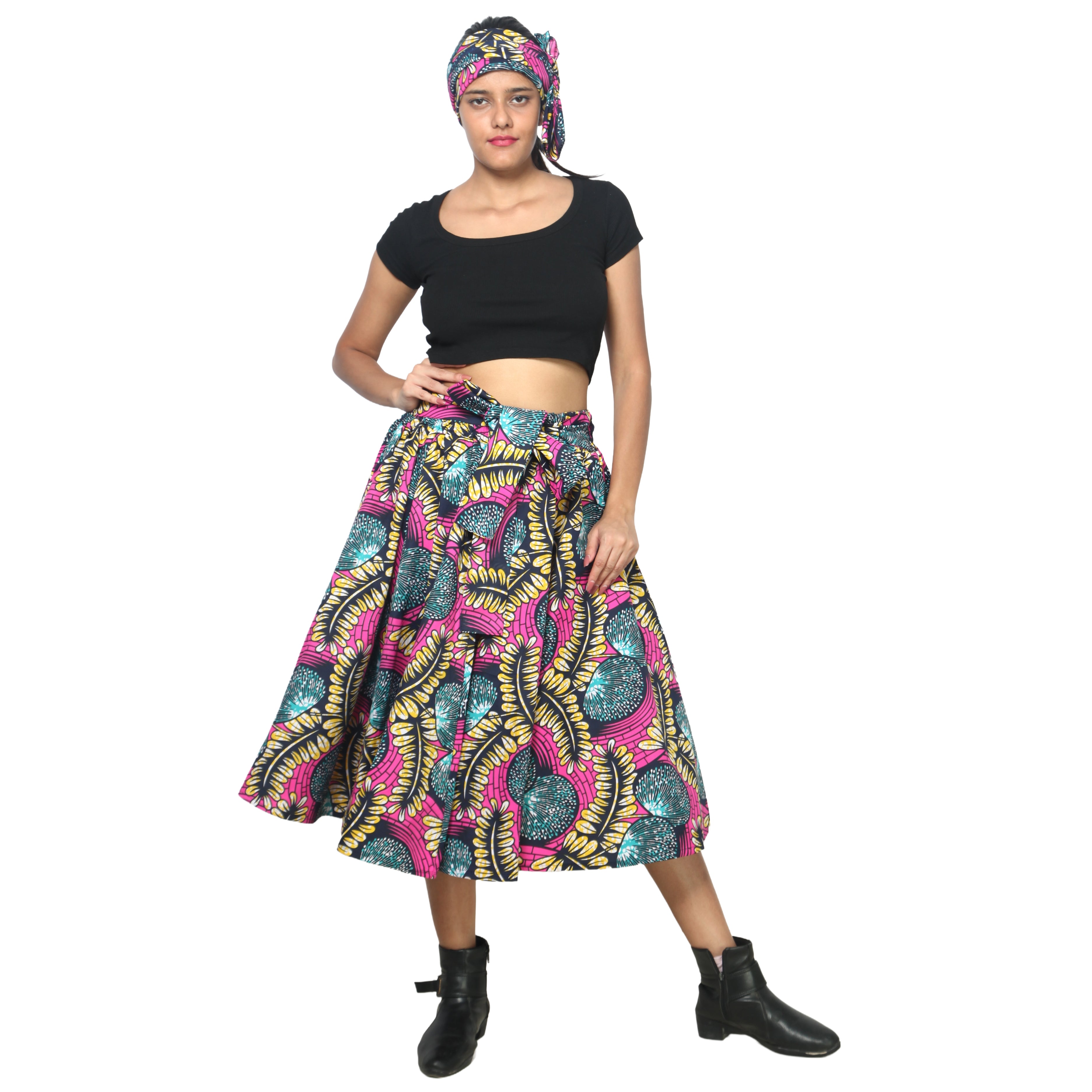 Women's Polycotton Blend Midi Skirt -- FI-R41
