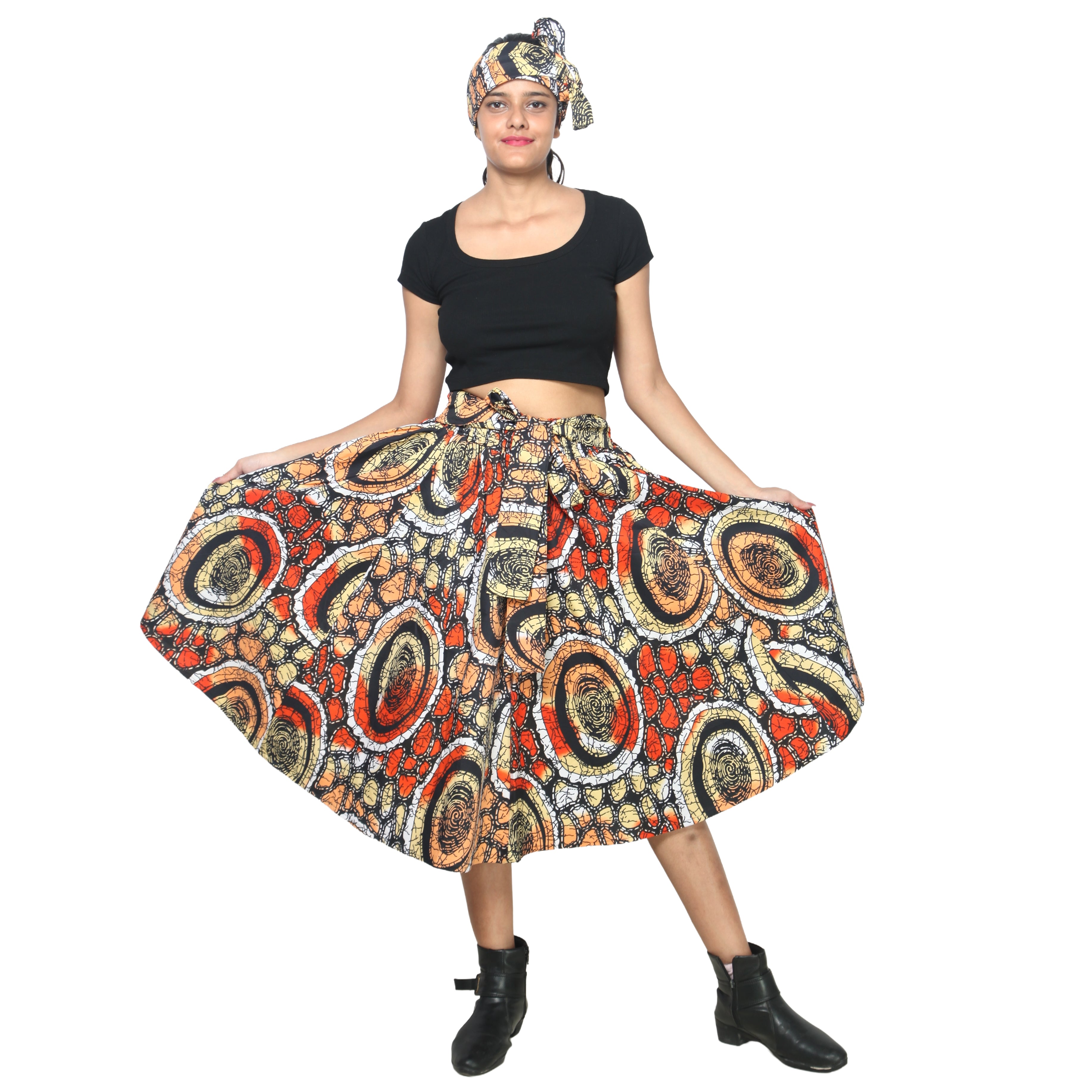 Women's Polycotton Blend Midi Skirt -- FI-R41