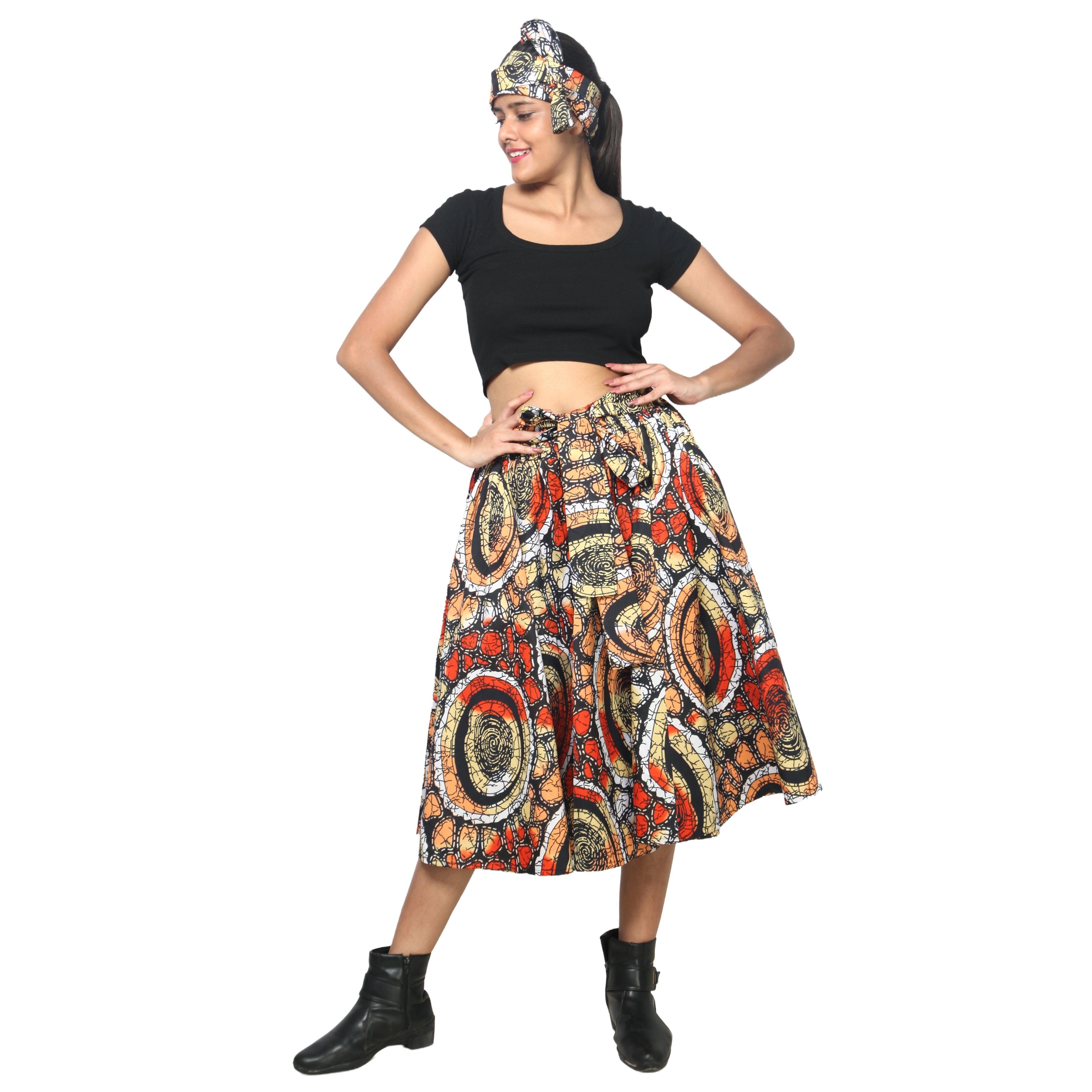 Women's Polycotton Blend Midi Skirt -- FI-R41