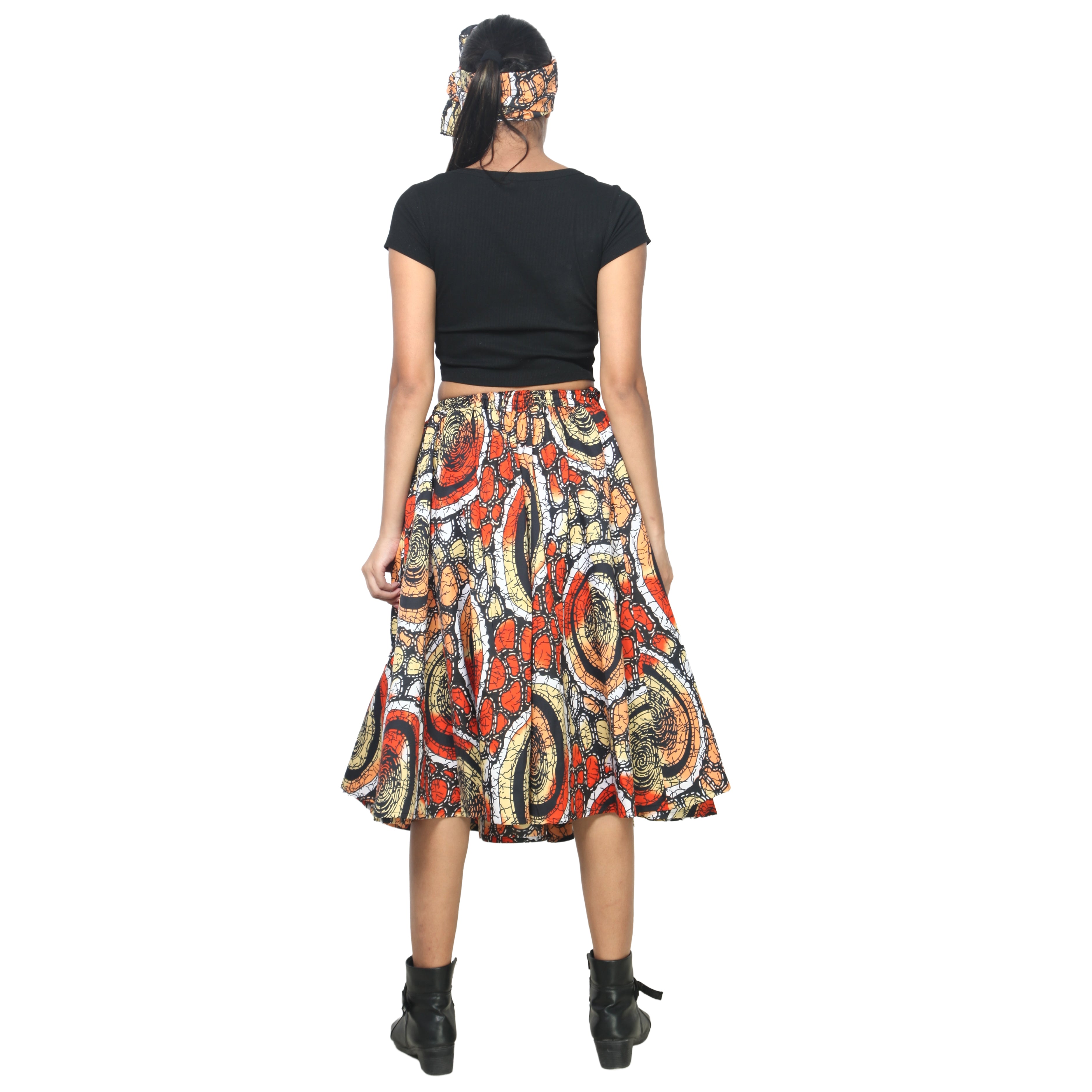 Women's Polycotton Blend Midi Skirt -- FI-R41