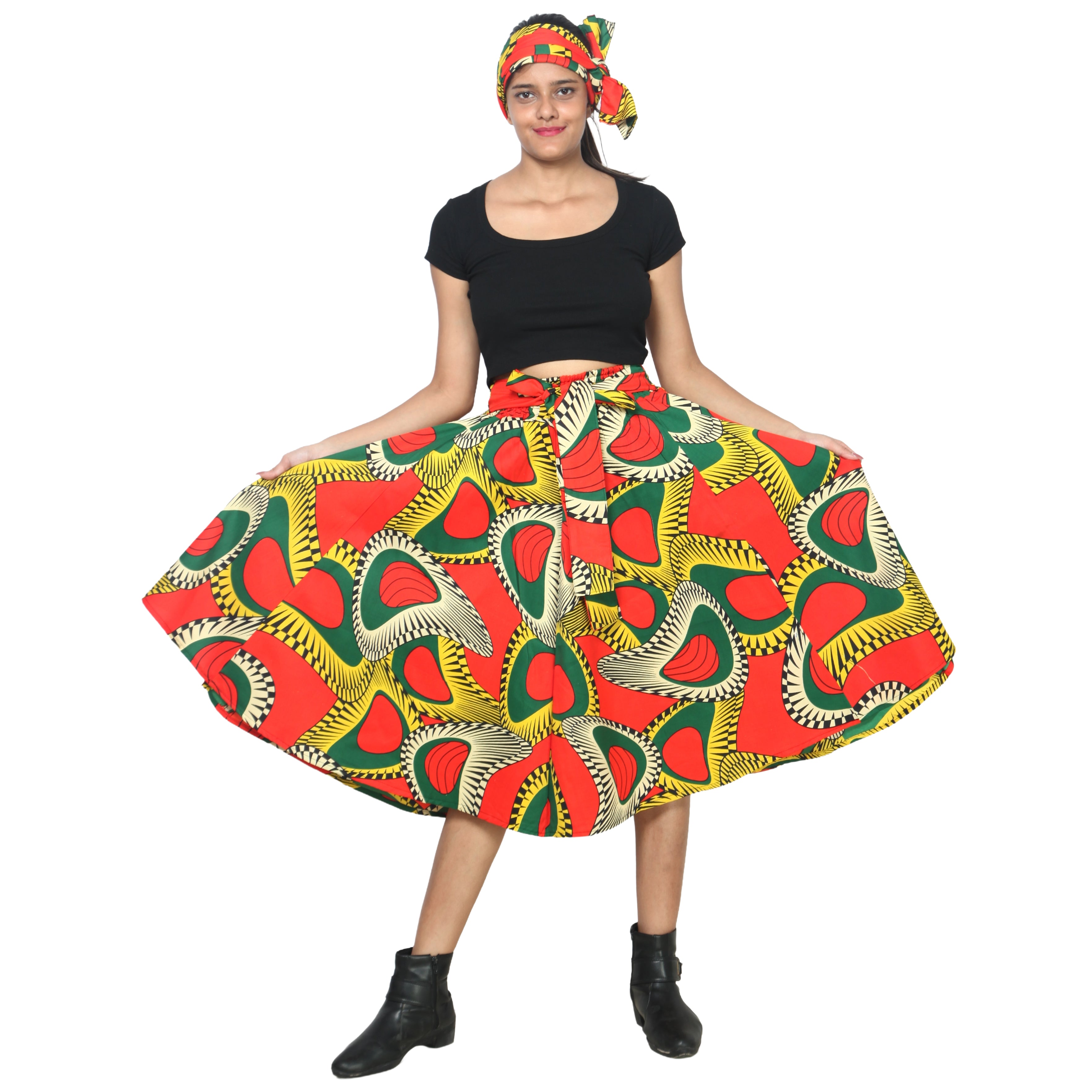 Women's Polycotton Blend Midi Skirt -- FI-R41