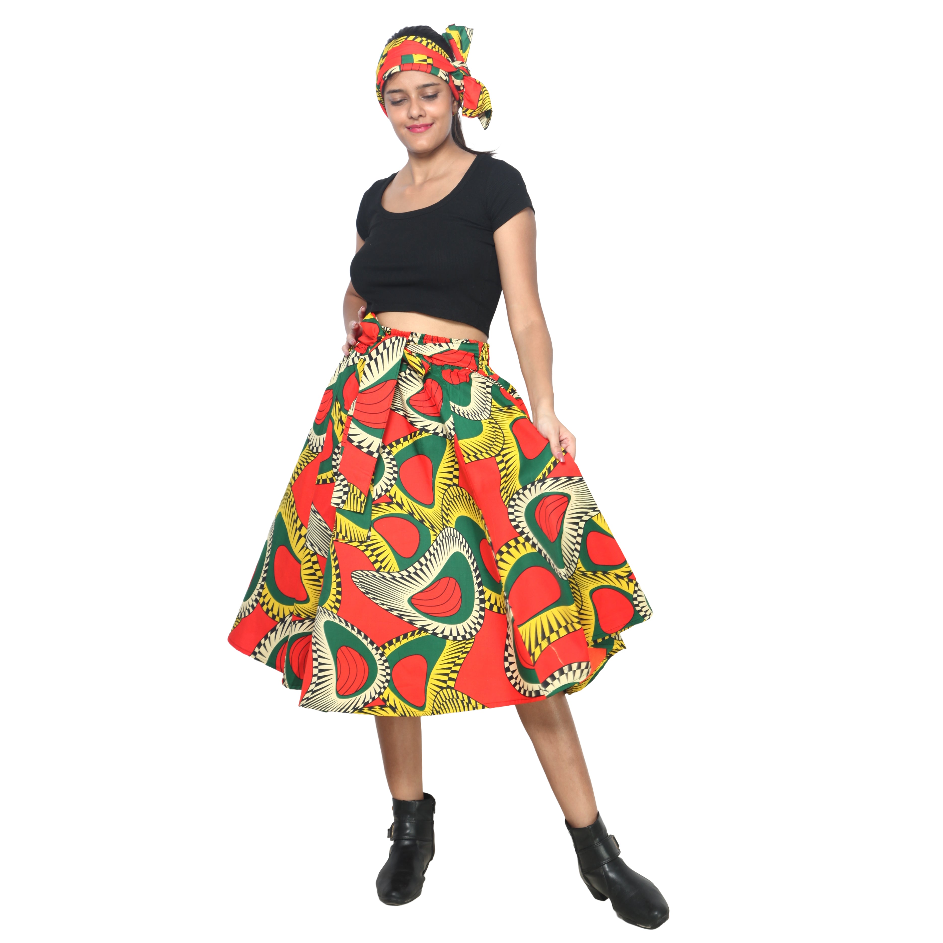 Women's Polycotton Blend Midi Skirt -- FI-R41