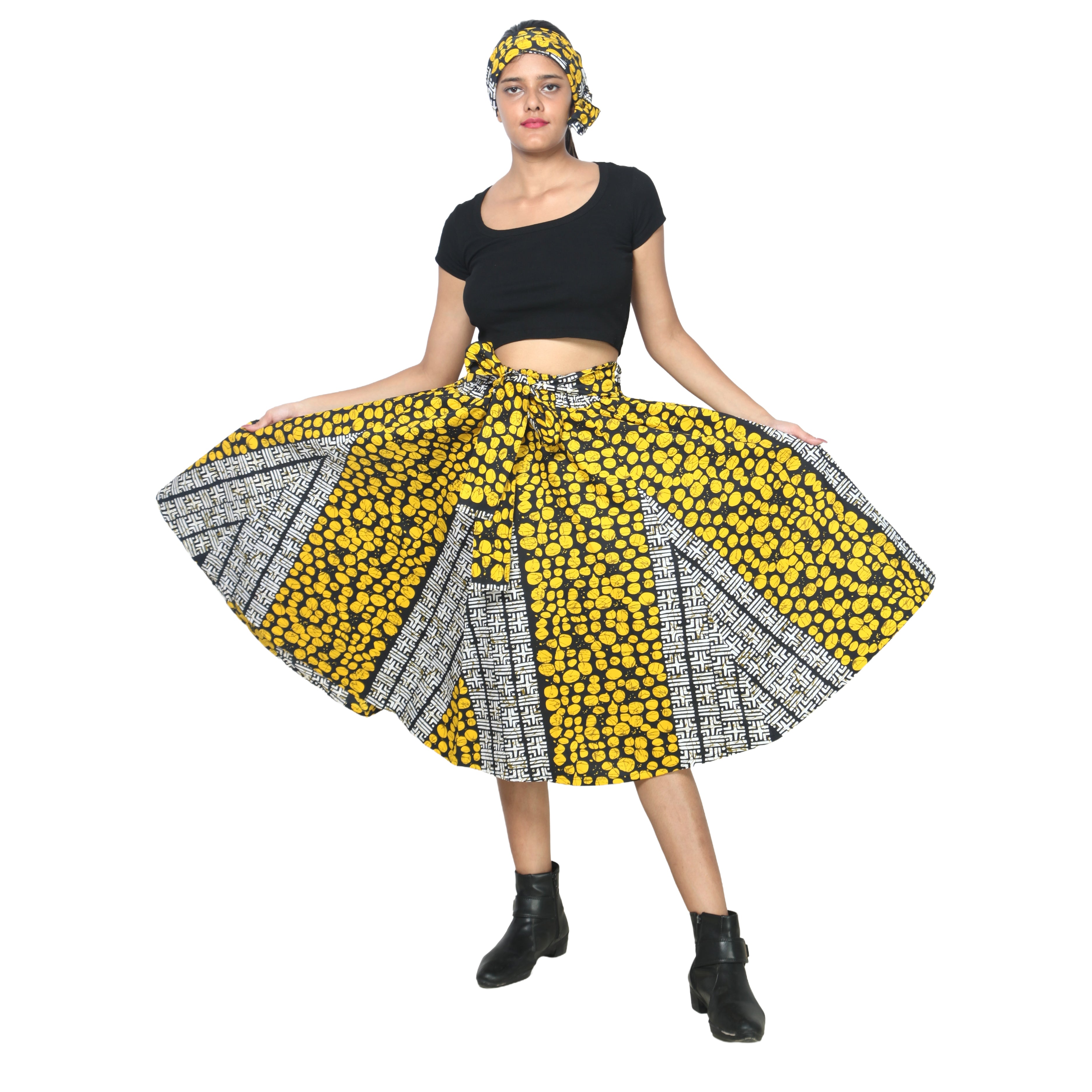 Women's Polycotton Blend Midi Skirt -- FI-R41