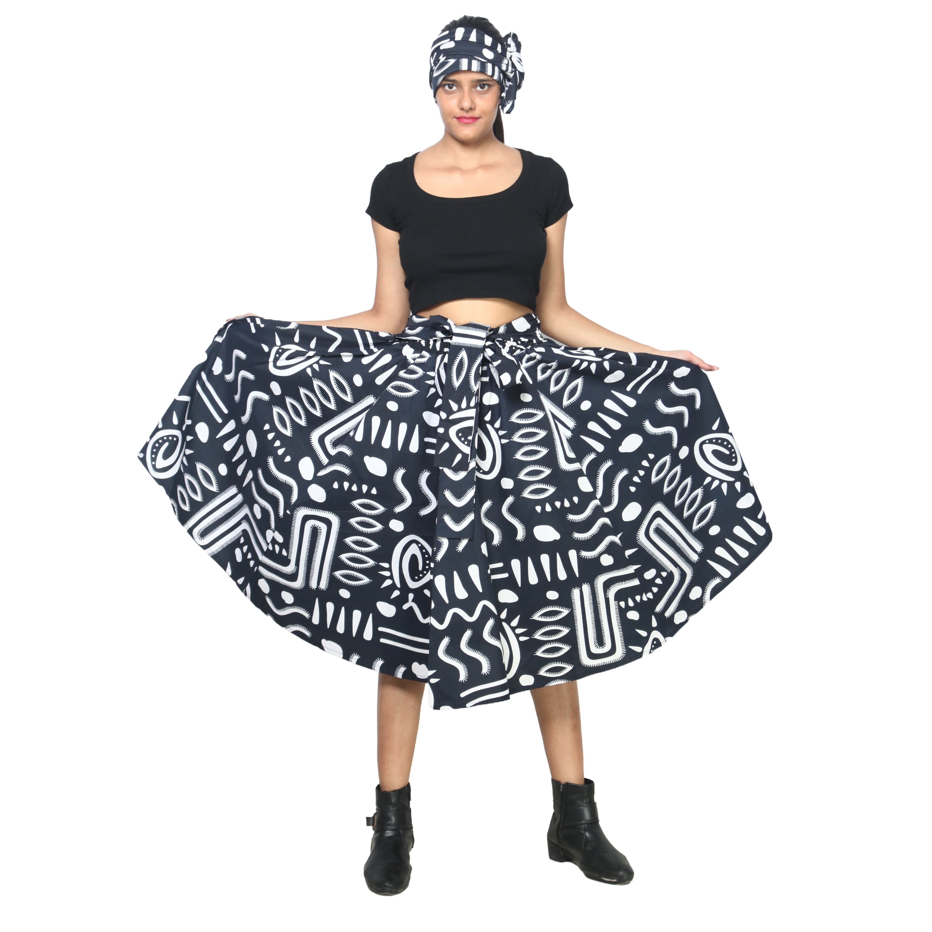 Women's Polycotton Blend Midi Skirt -- FI-R41