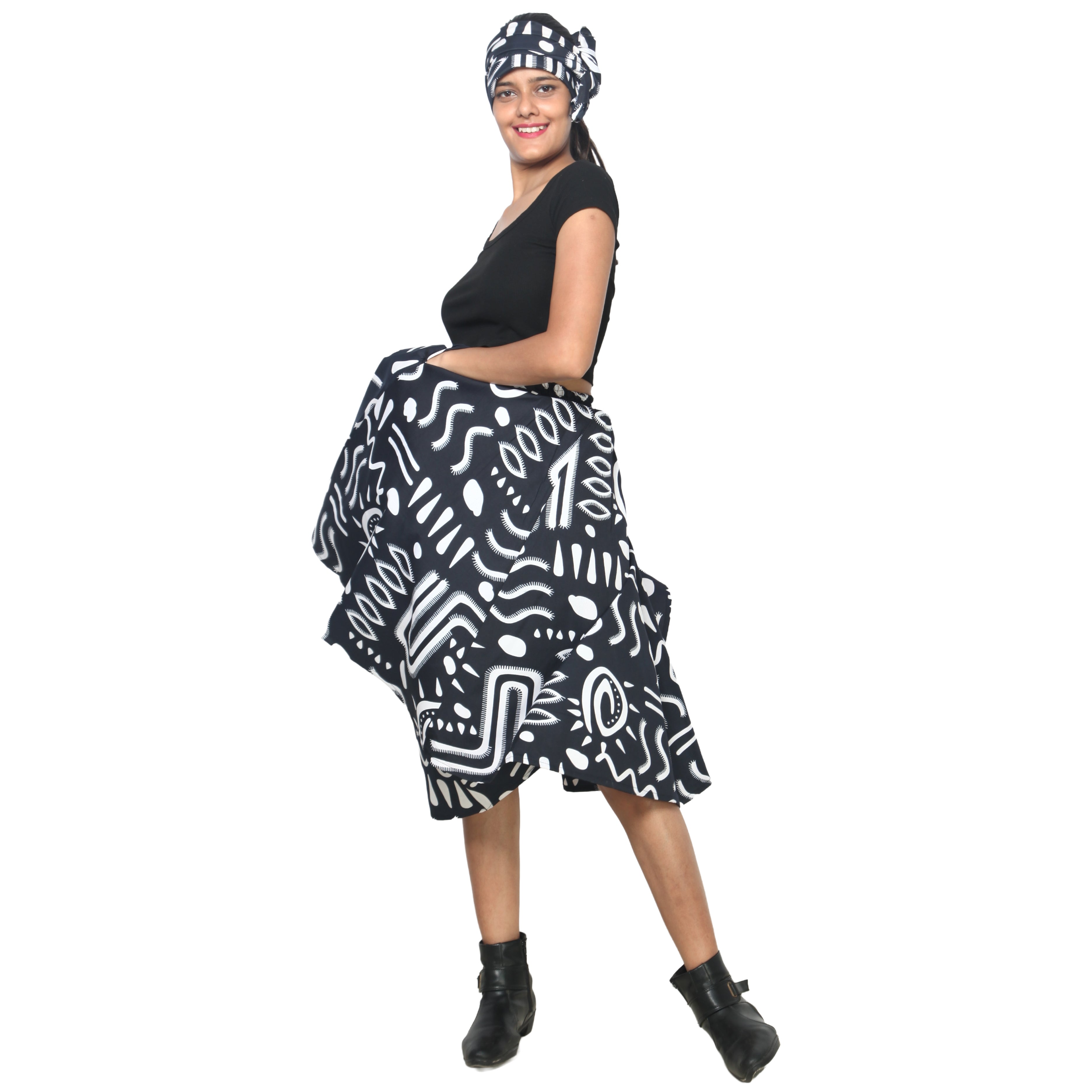 Women's Polycotton Blend Midi Skirt -- FI-R41