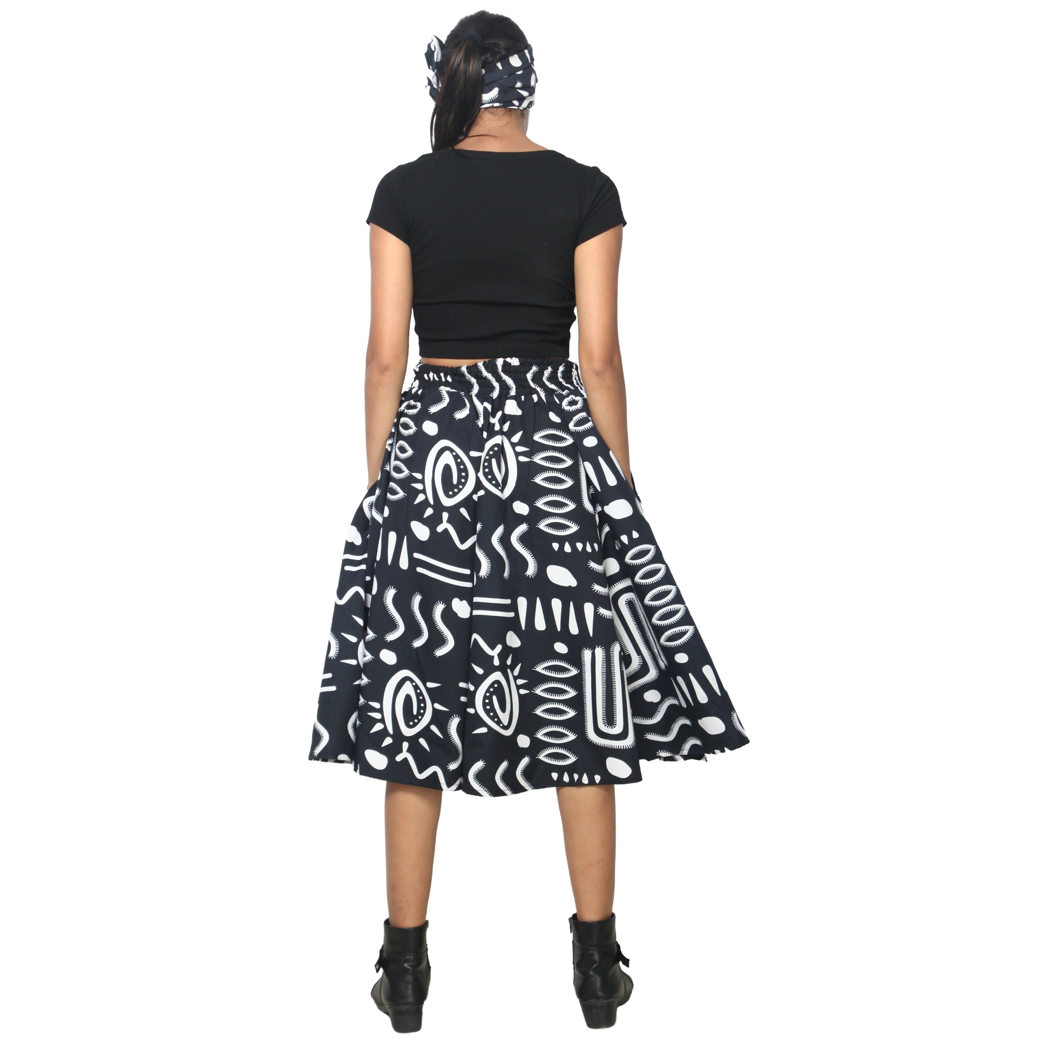 Women's Polycotton Blend Midi Skirt -- FI-R41