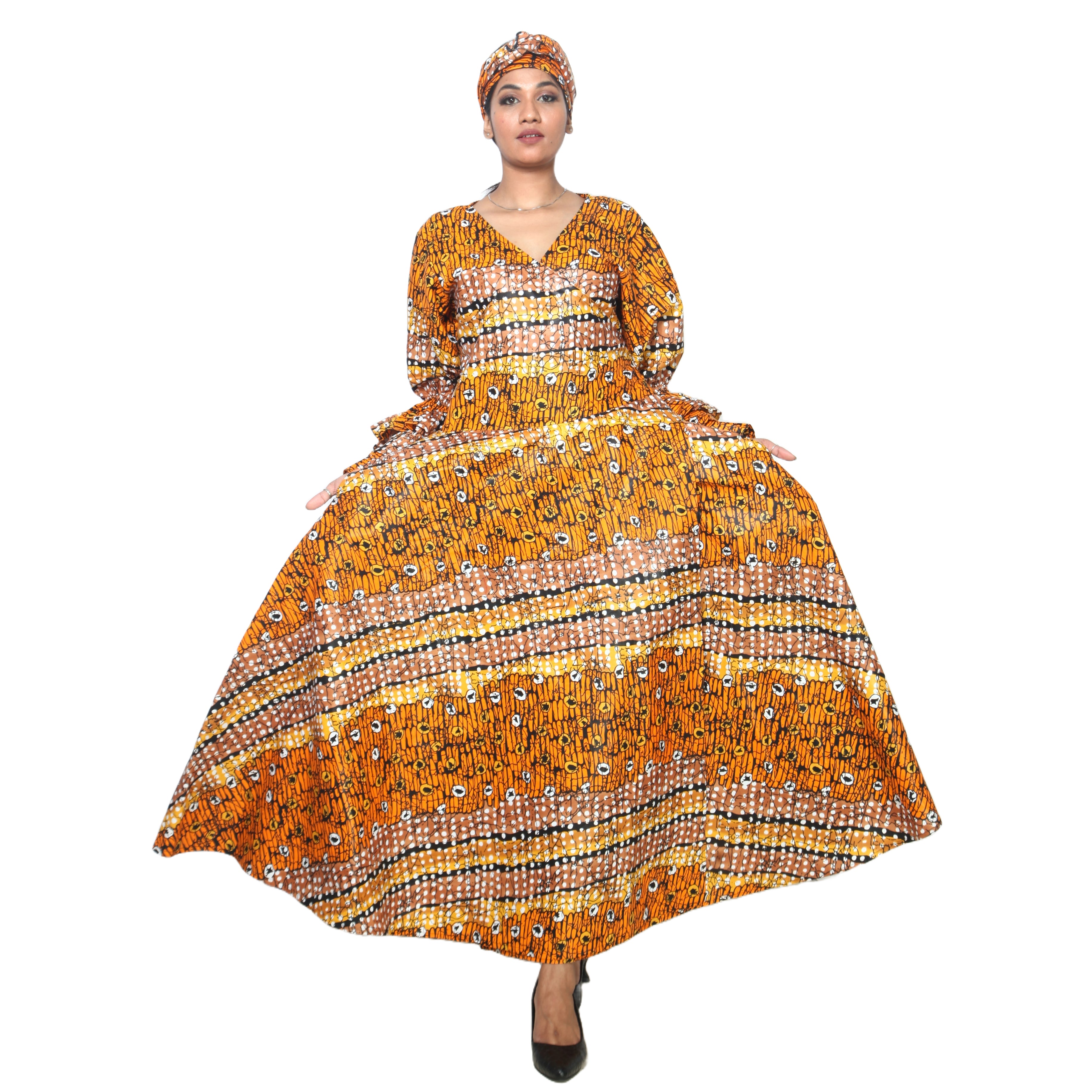 Women's Tiered Frill Sleeve Wrap Dress - FI-70 FS